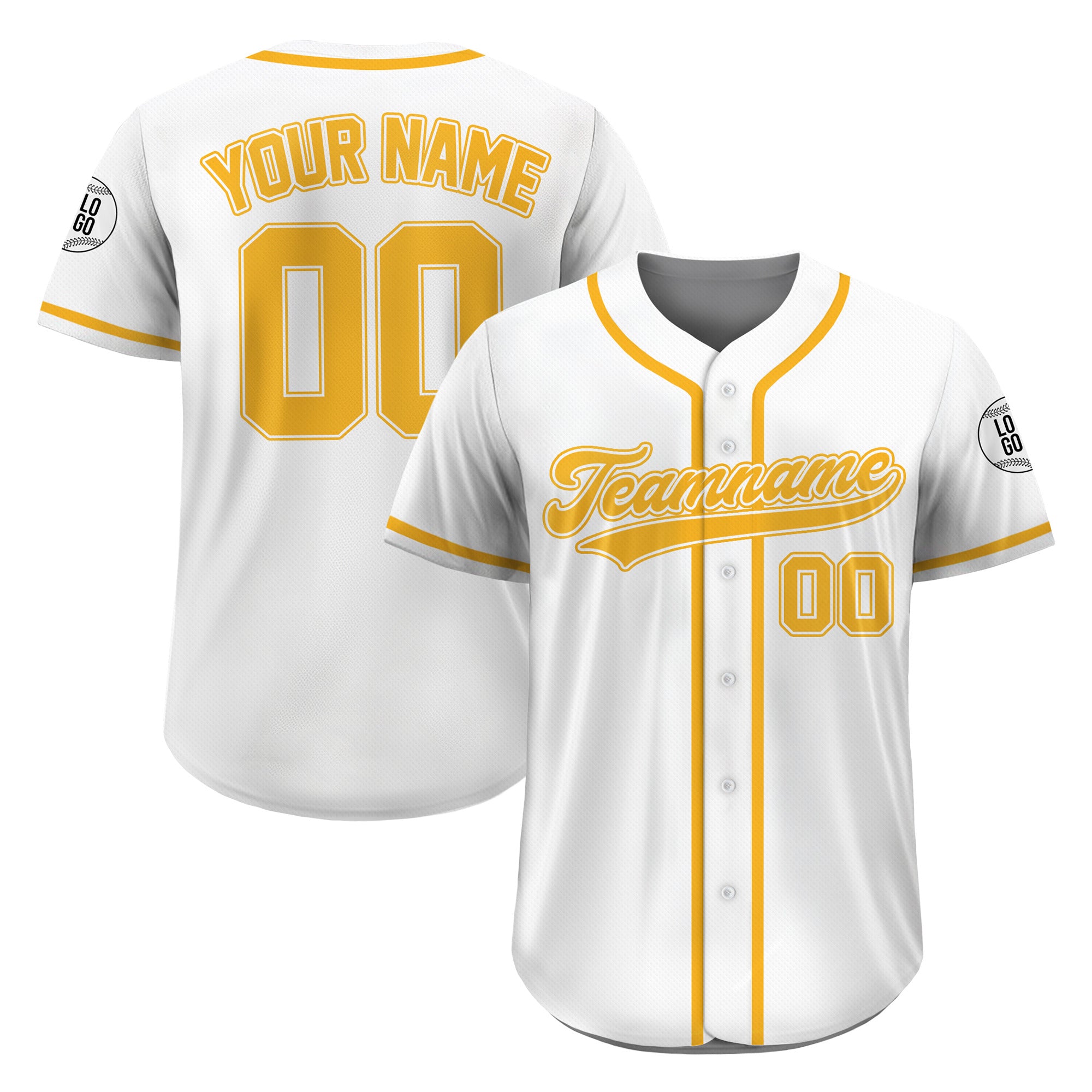 Custom White Gold Baseball Jersey, Personalized Team Shirt for All Ages