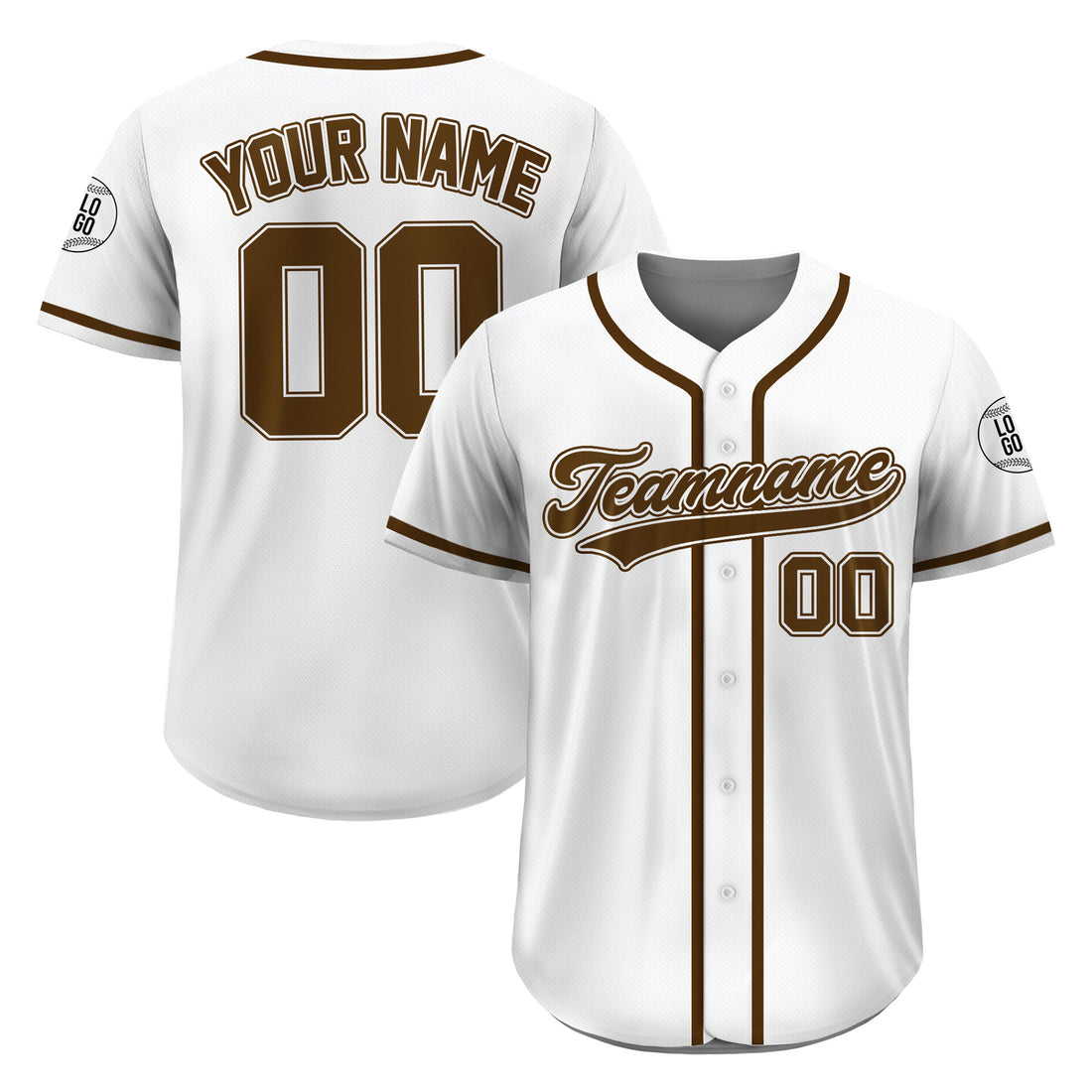 Custom White Brown Classic Baseball Jersey, Personalized Team Shirt with Name Number