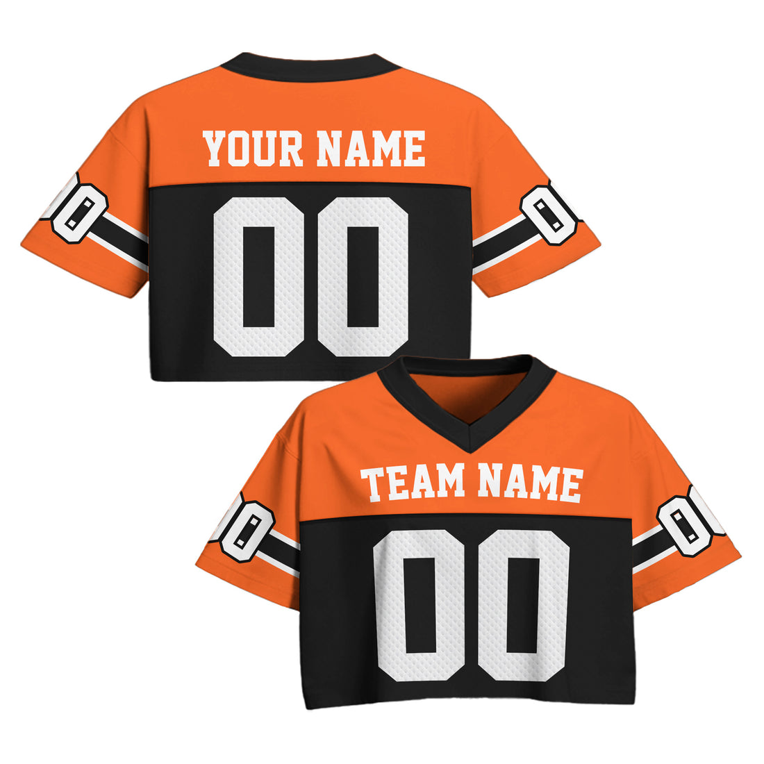 Personalized Orange Black Cropped Football Jersey, Gift for Her
