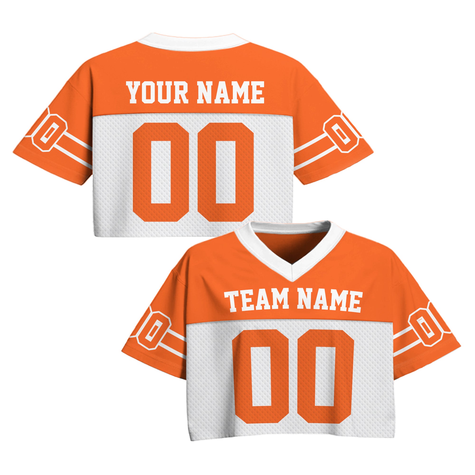 Custom Orange White Cropped Football Jersey, Hip Hop Streetwear