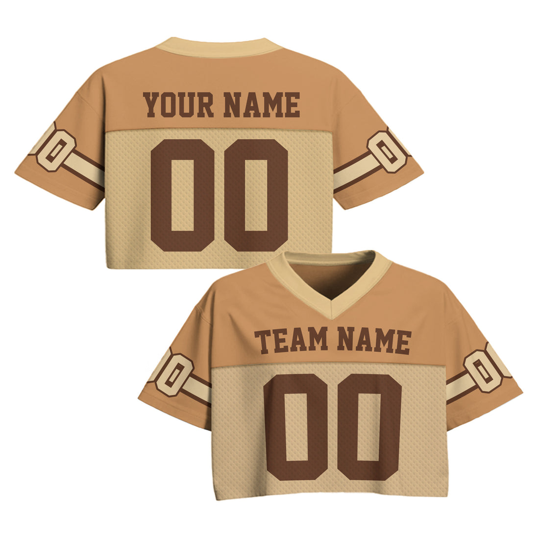 Personalized Light Brown Beige Cropped Football Jersey, Personalized Concert & Game Day Outfit