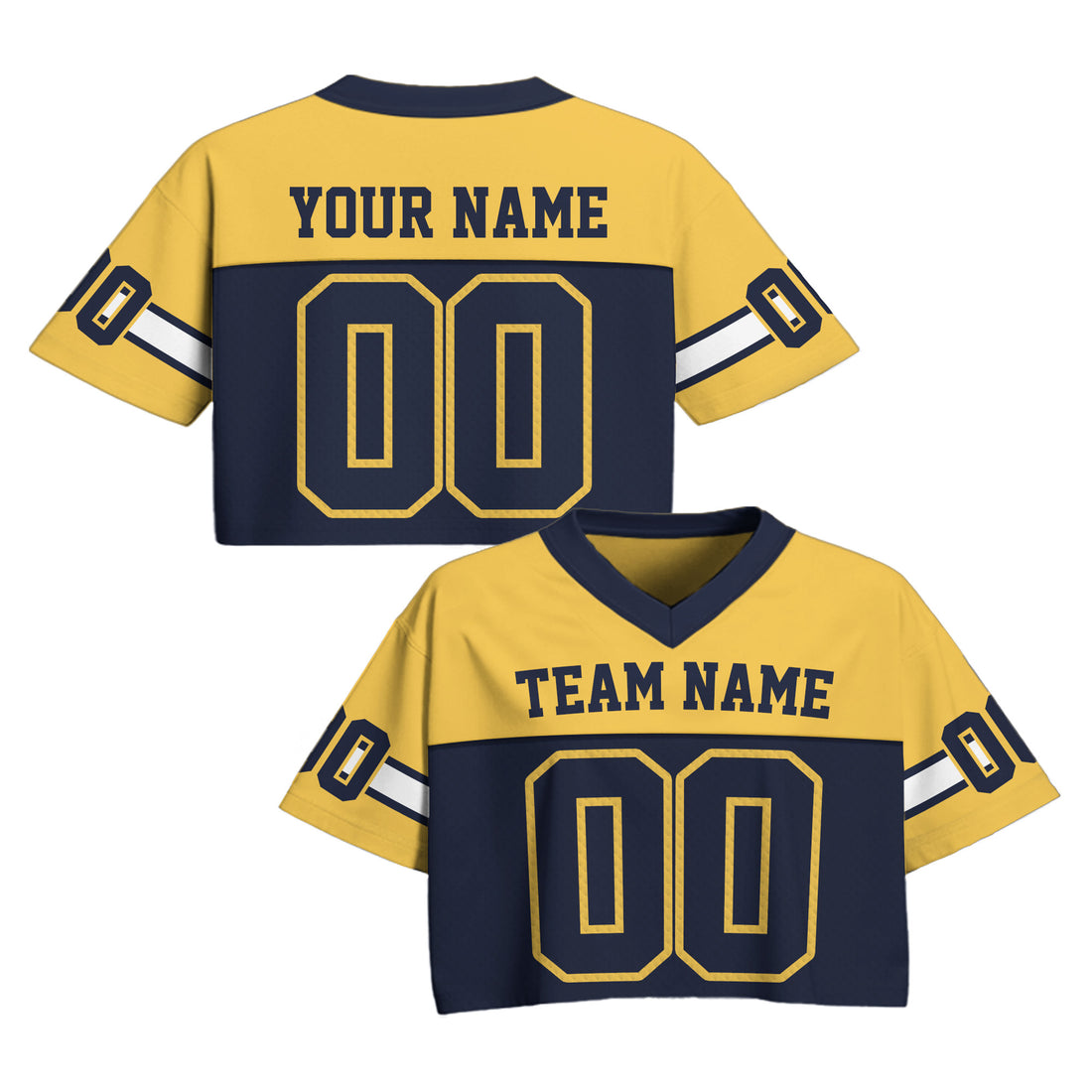 Personalized Yellow Navy Cropped Football Jersey, Gift for Her