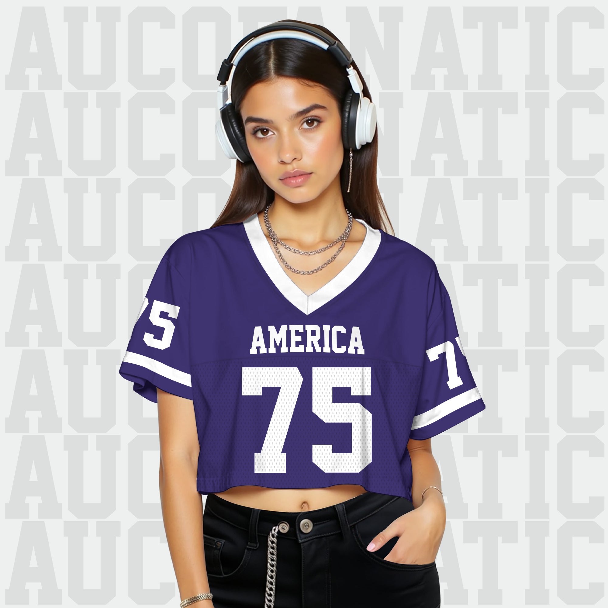 Custom Purple White Cropped Football Jersey, Vintage Cropped Football Jersey