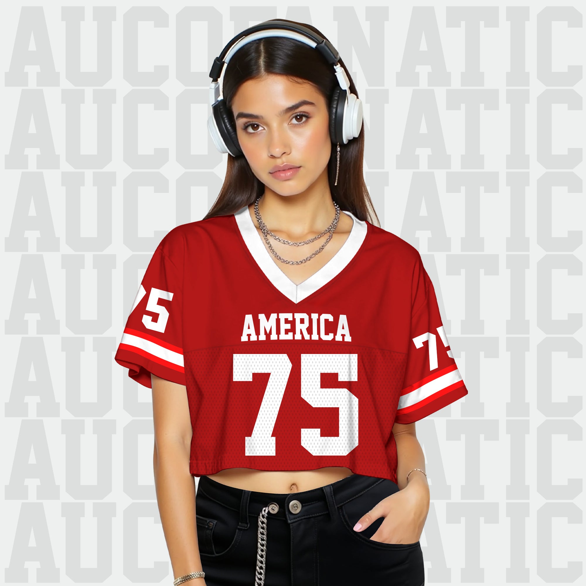Custom Red and White Cropped Football Jersey, Gameday Cropped Football Jersey