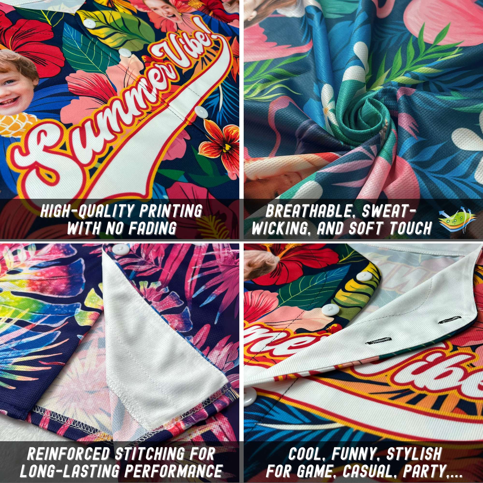 Personalized Neon Jungle Hawaiian Baseball Jersey