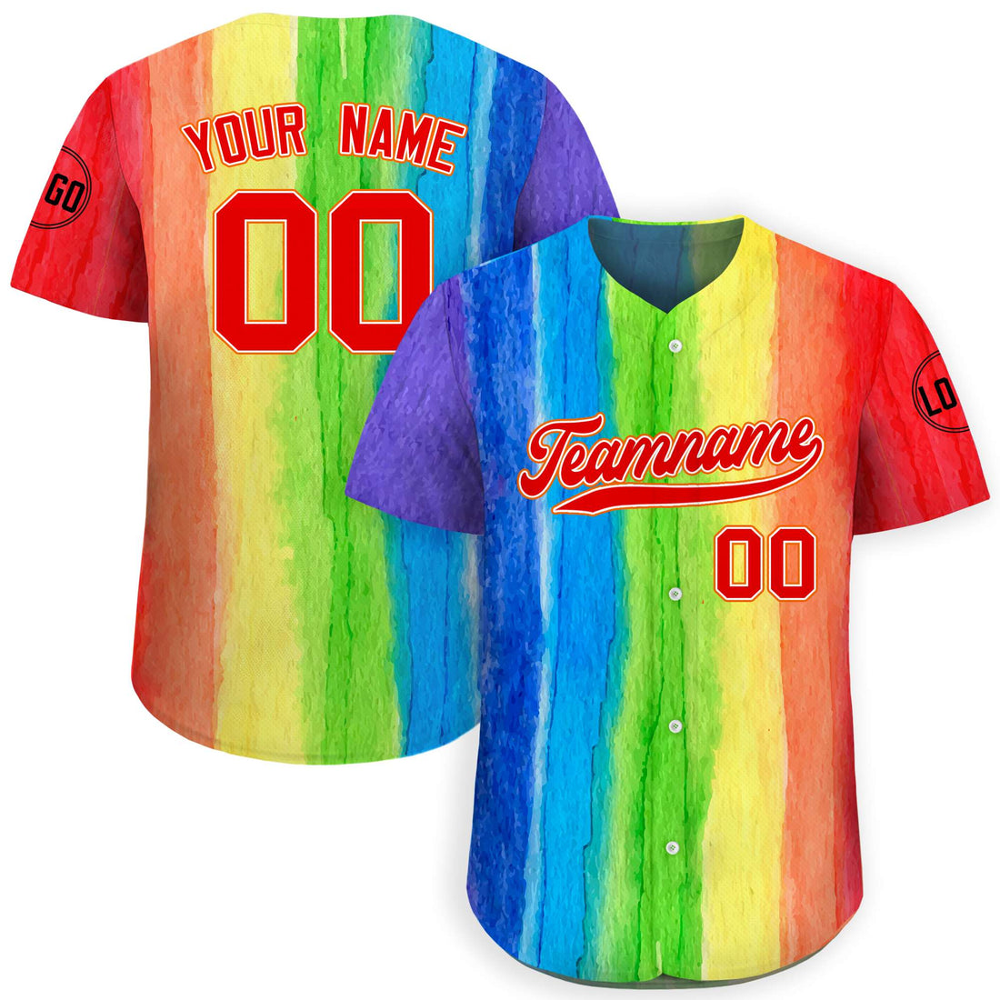 Artistic Watercolor Rainbow LGBTQ+ Pride Baseball Jersey