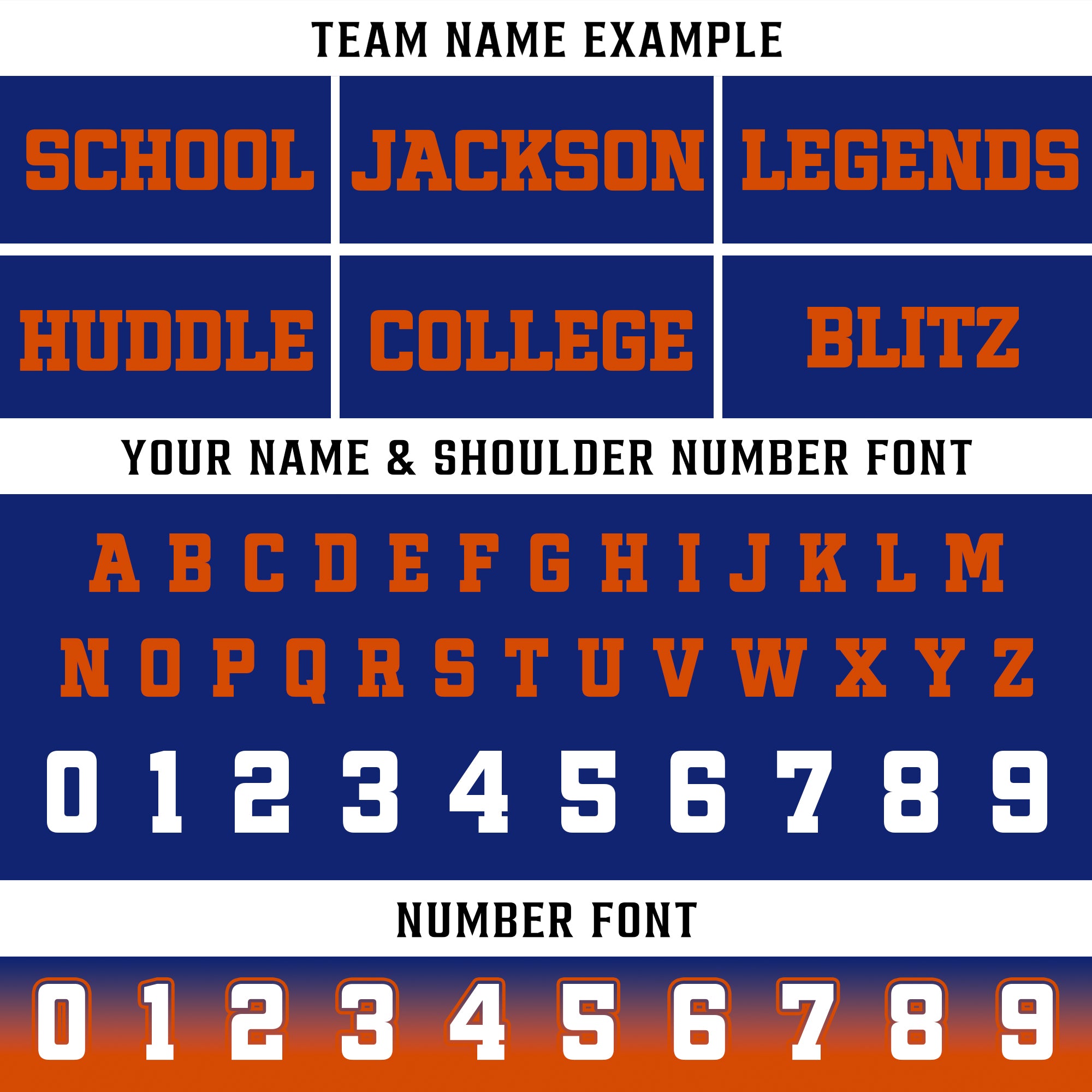 Custom Royal Blue Orange Gradient Football Jersey, Personalized Team Name Number Football Jersey for Men Women Youth