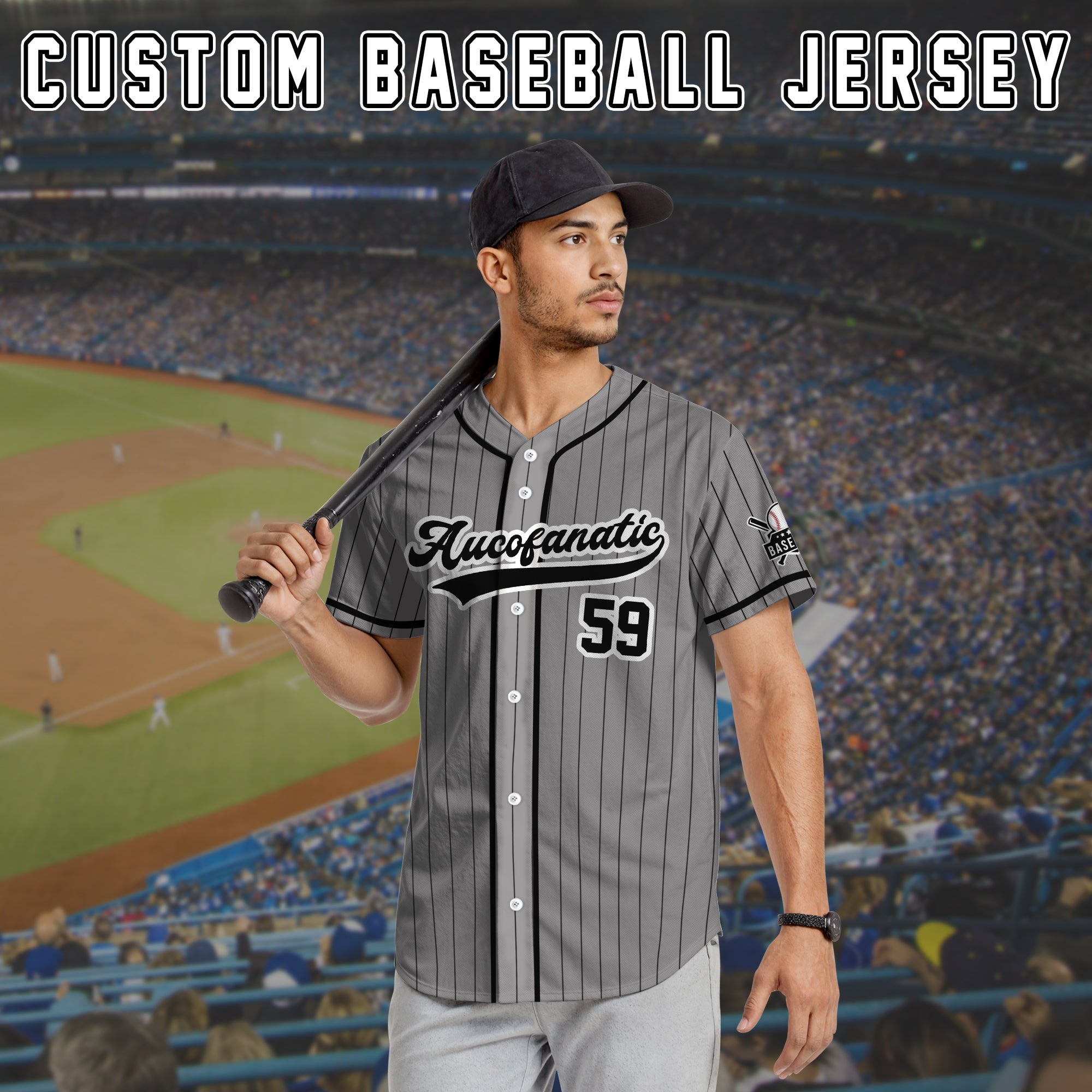 Custom Gray and Black Pinstripe Baseball Jersey, Custom Team Uniform Baseball Jersey All Sizes