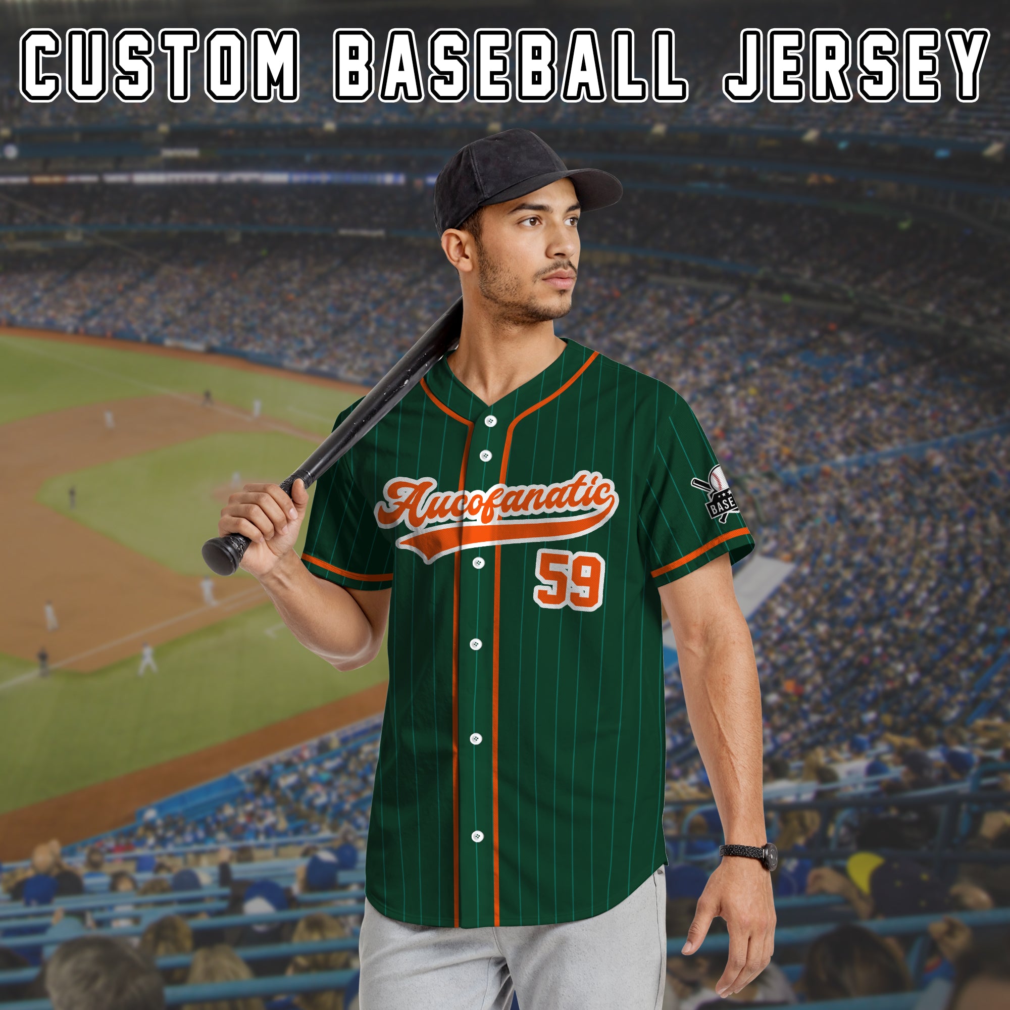 Custom Dark Green and Orange Pinstripe Baseball Jersey, Personalized Team Uniforms for Men, Women & Youth Fans