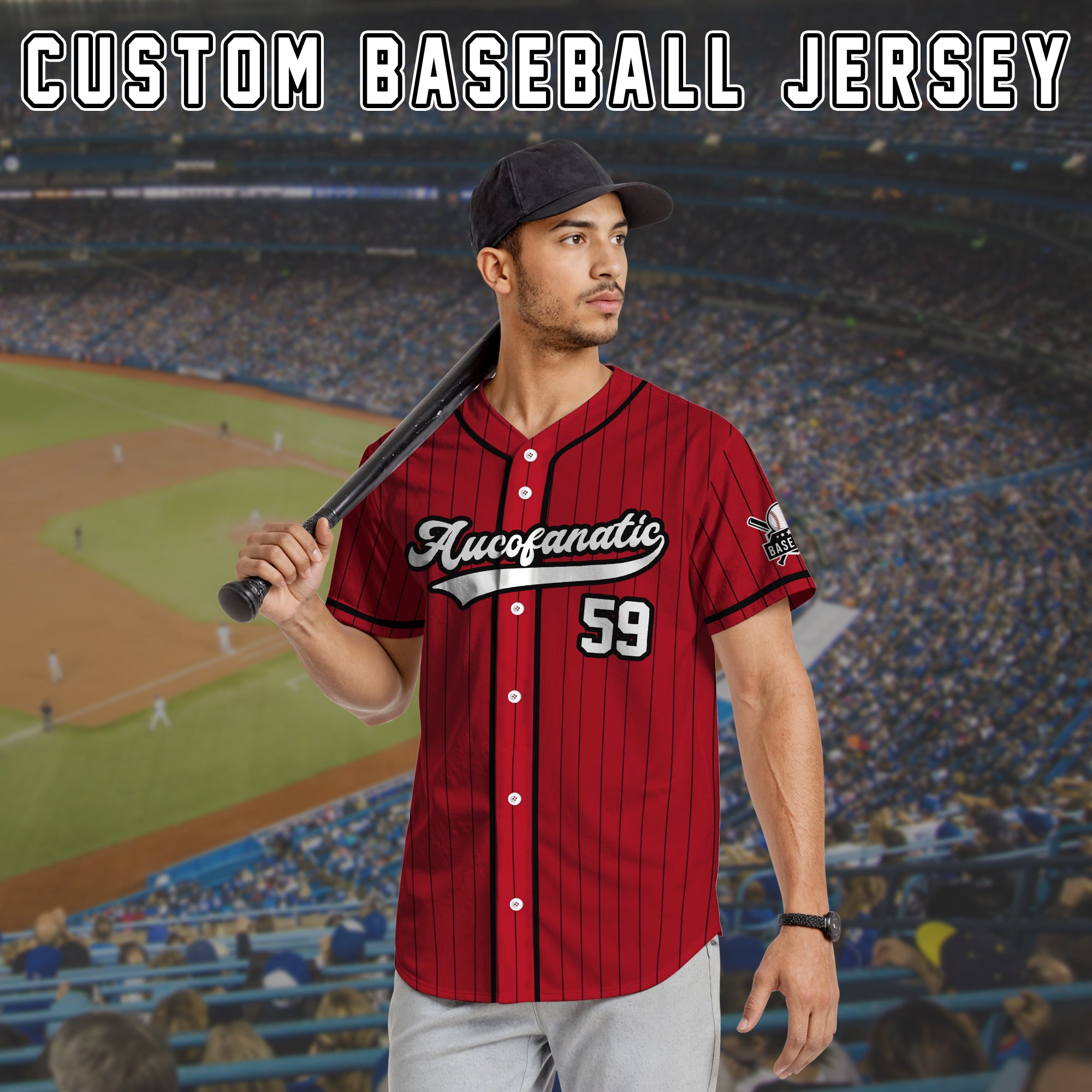 Custom Red and Black Pinstripe Baseball Jersey, Personalized Baseball Jersey For Adult Kid