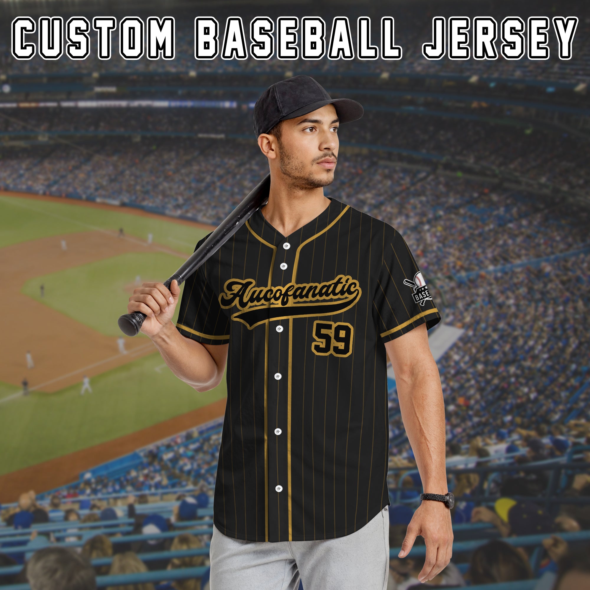 Custom Black Pinstripe Baseball Jersey, Personalized Uniform for Men & Women's Teams