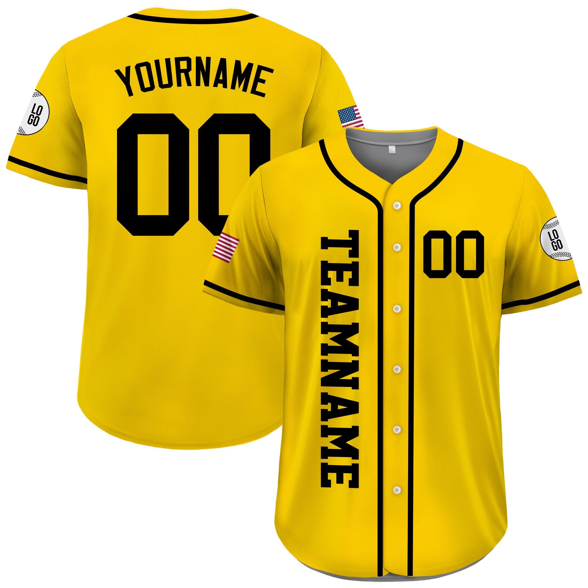 Custom Yellow and Black Baseball Jersey, Personalized Team Uniforms for Men, Women & Youth Fans
