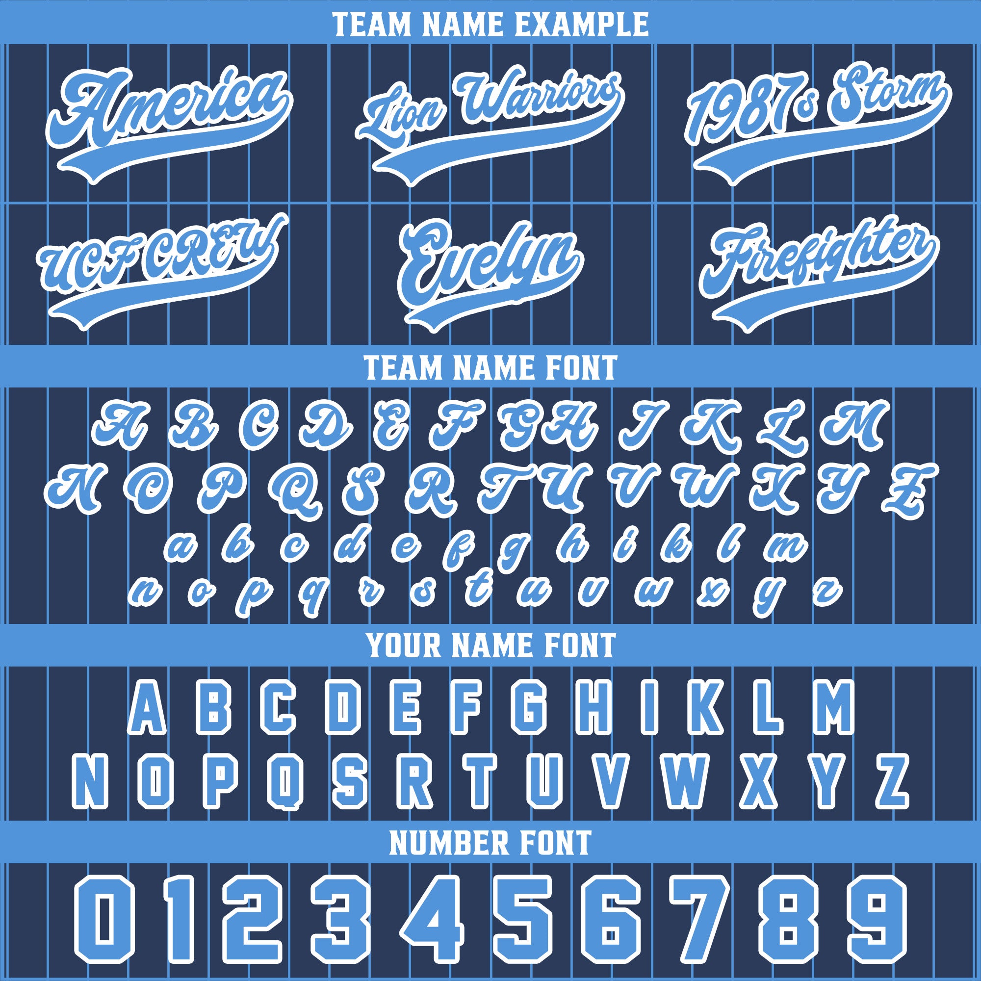 Custom Navy Blue and Sky Blue Pinstripe Baseball Jersey, Personalized Family Baseball Jersey