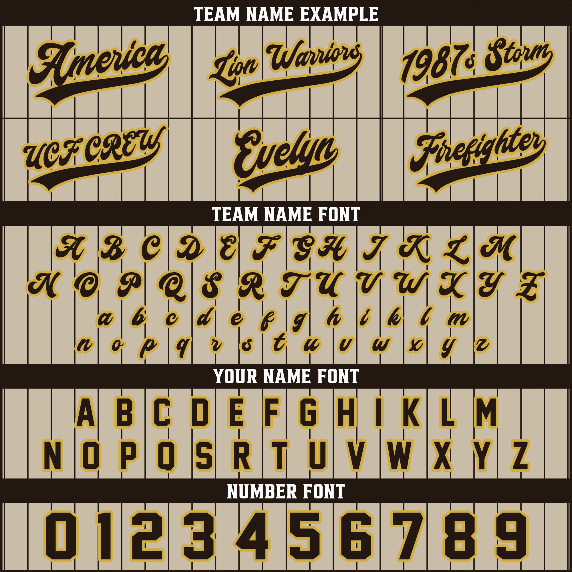 Custom Tan and Brown Pinstripe Baseball Jersey, Personalized Baseball Gift Jersey