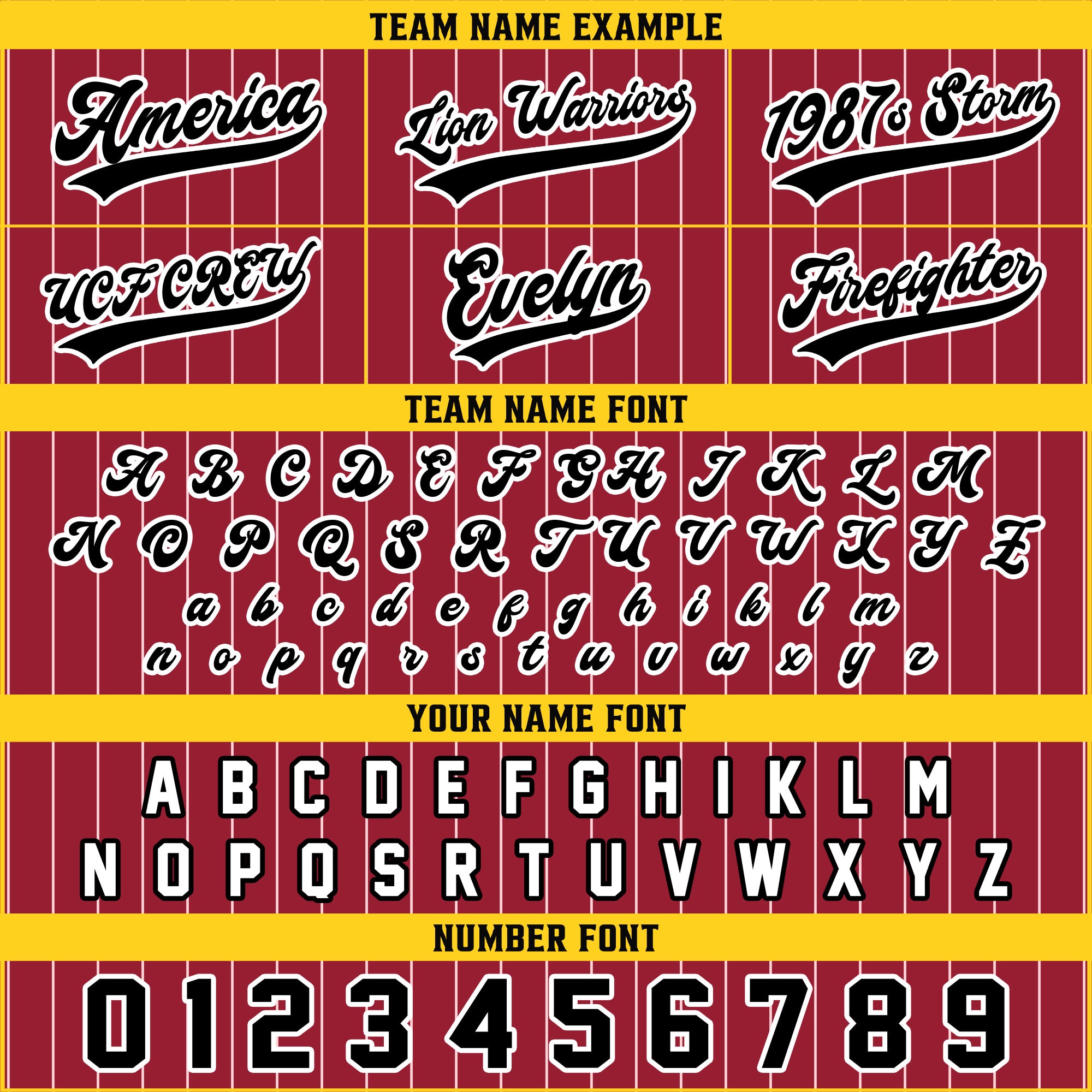 Custom Maroon Pinstripe Baseball Jersey with Gold Trim, Personalized Gift for Men, Women, Dad, Sports Fans