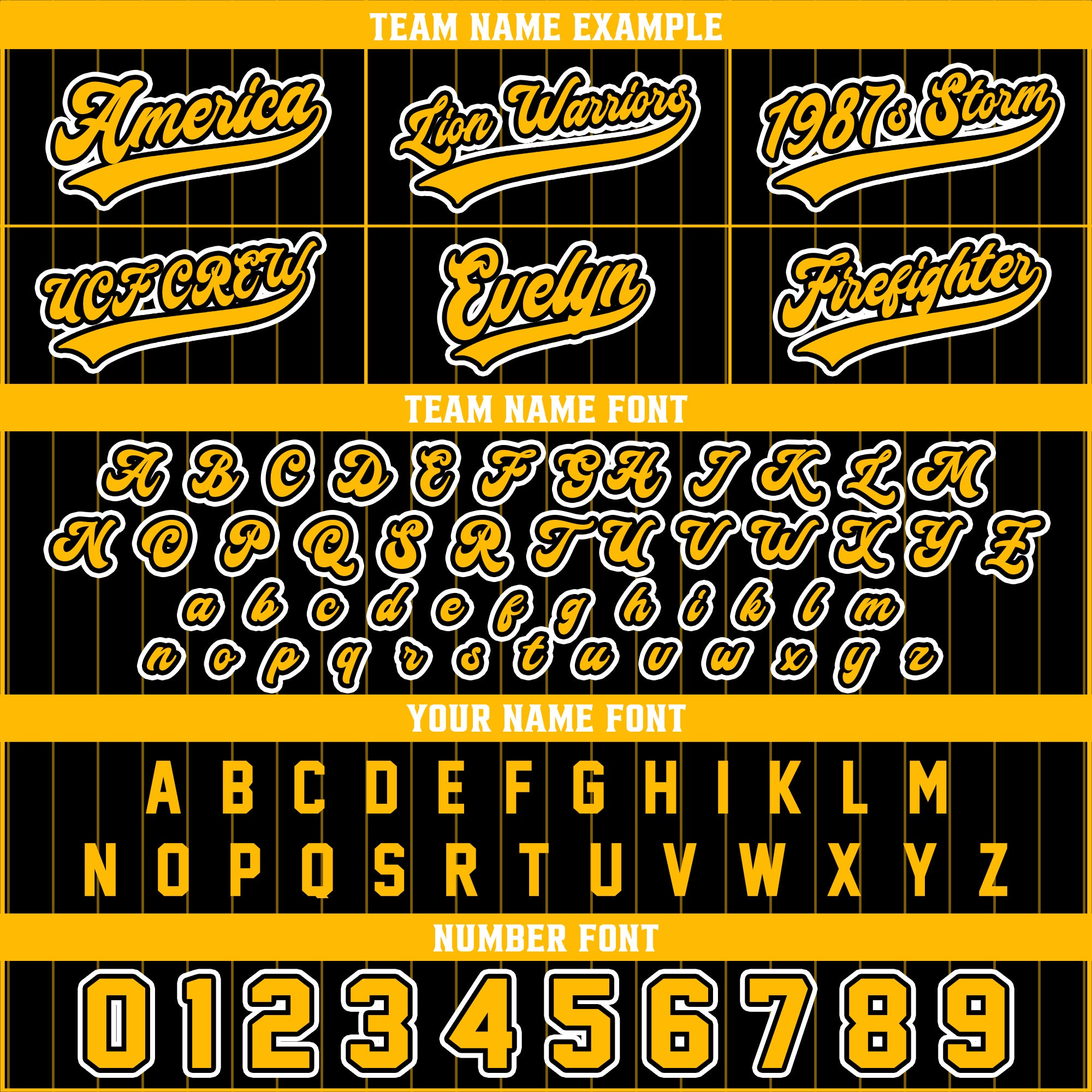 Custom Black and Gold Pinstripe Baseball Jersey, Custom Team Name Number Logo Baseball Jersey