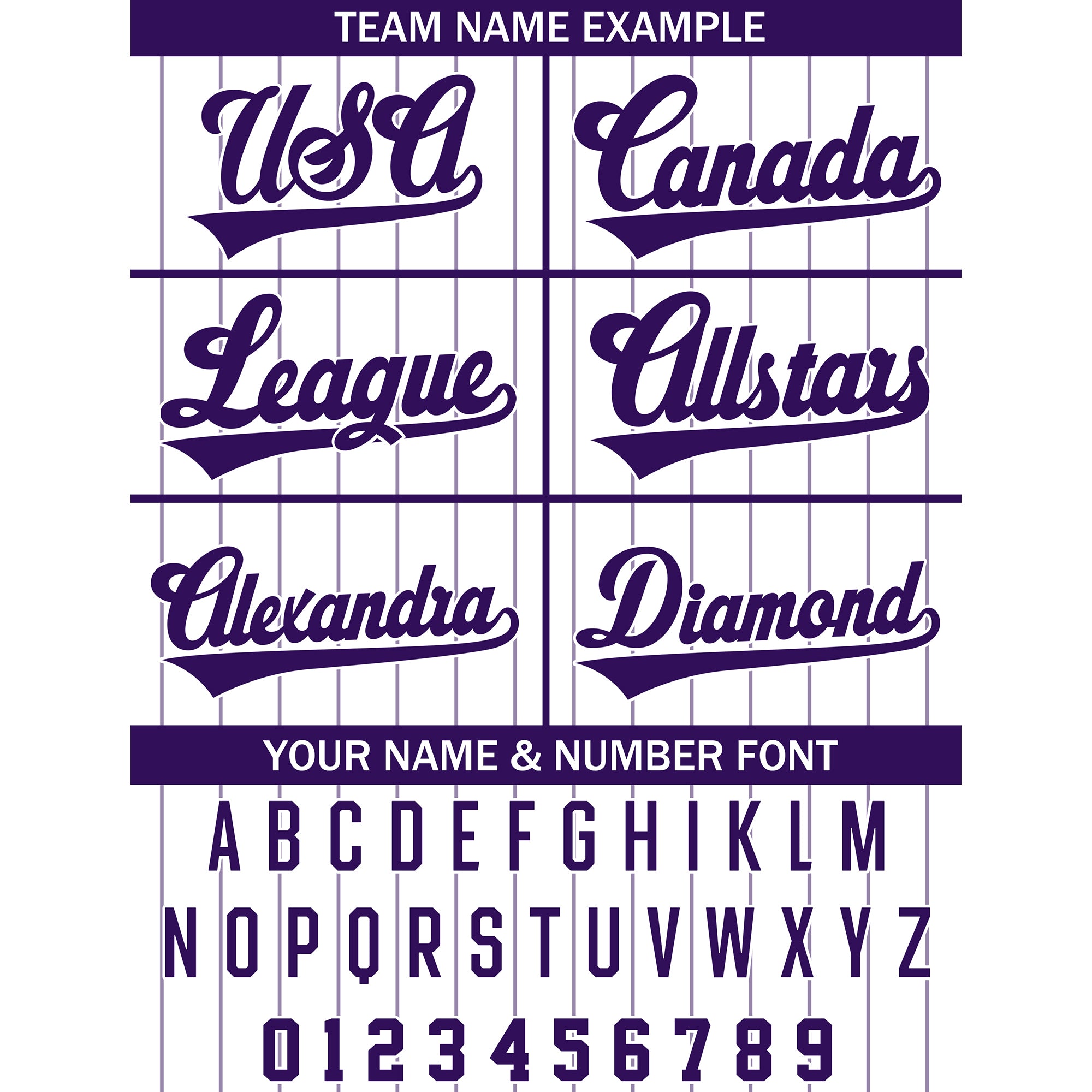 Custom Classic White Purple Pinstripe Baseball Jersey, Personalized Name Number Baseball Uniform for All Ages