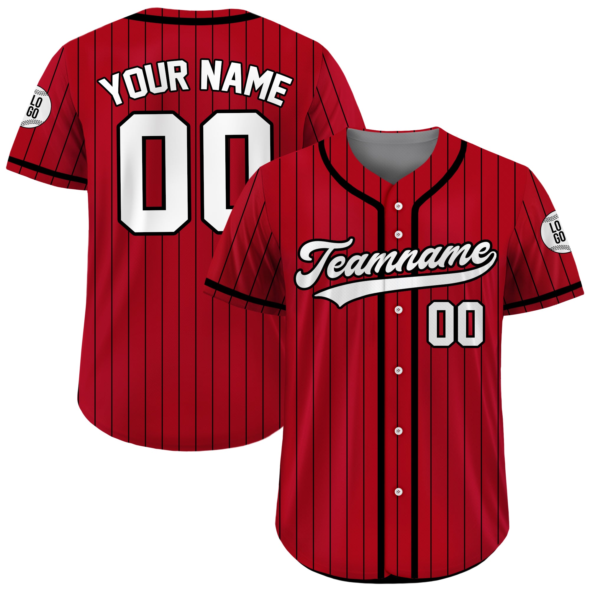 Custom Red and Black Pinstripe Baseball Jersey, Personalized Baseball Jersey For Adult Kid