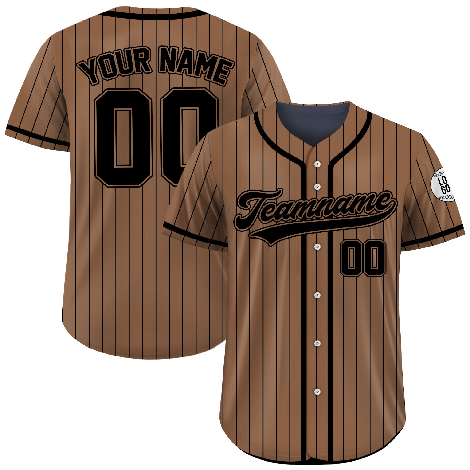 Custom Brown and Black Pinstripe Baseball Jersey, Personalized Baseball Uniforms for Team