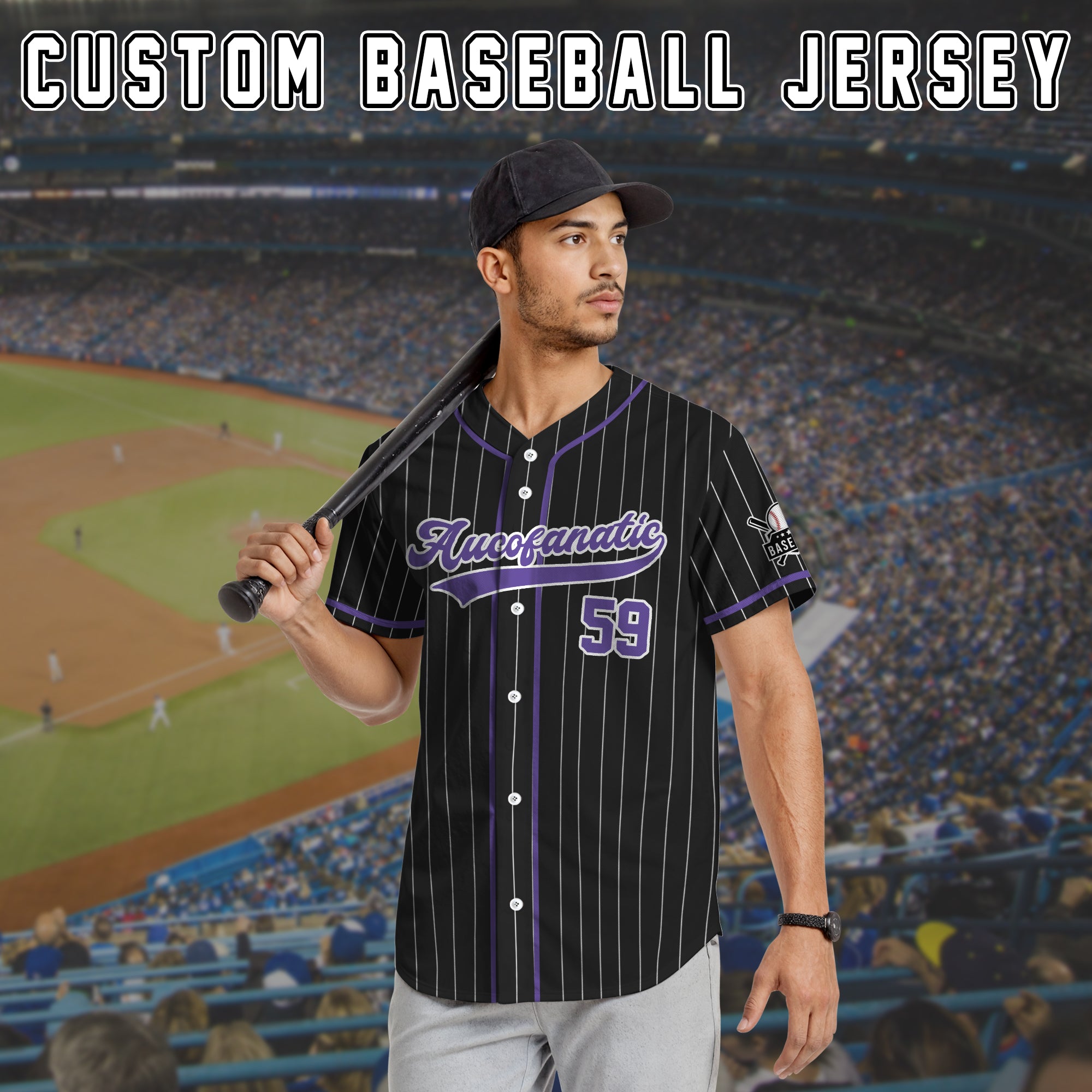 Custom Black and Purple Pinstripe Baseball Jersey, Custom Baseball Jersey for Men Women Youth Kid