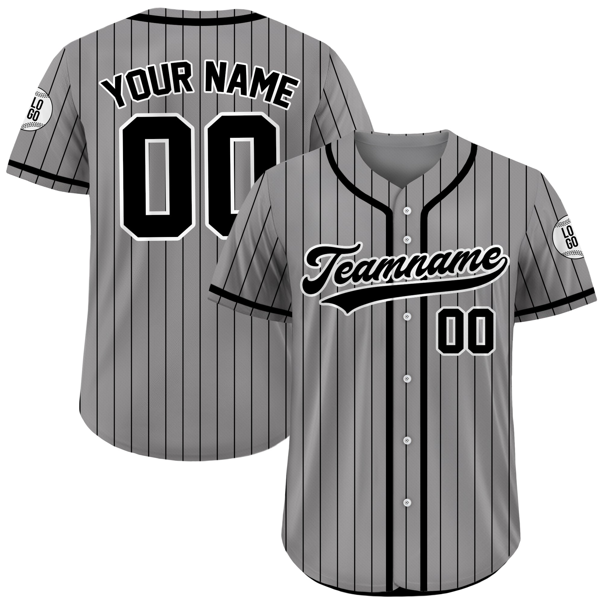Custom Gray and Black Pinstripe Baseball Jersey, Custom Team Uniform Baseball Jersey All Sizes