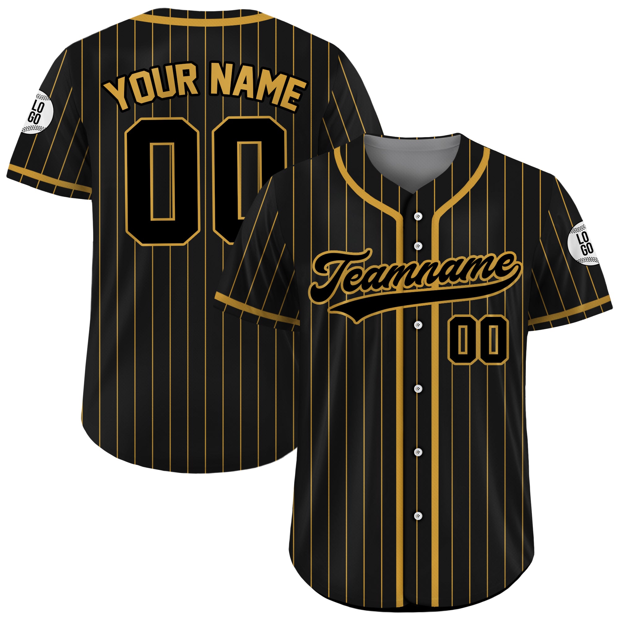 Custom Black Pinstripe Baseball Jersey, Personalized Uniform for Men & Women's Teams