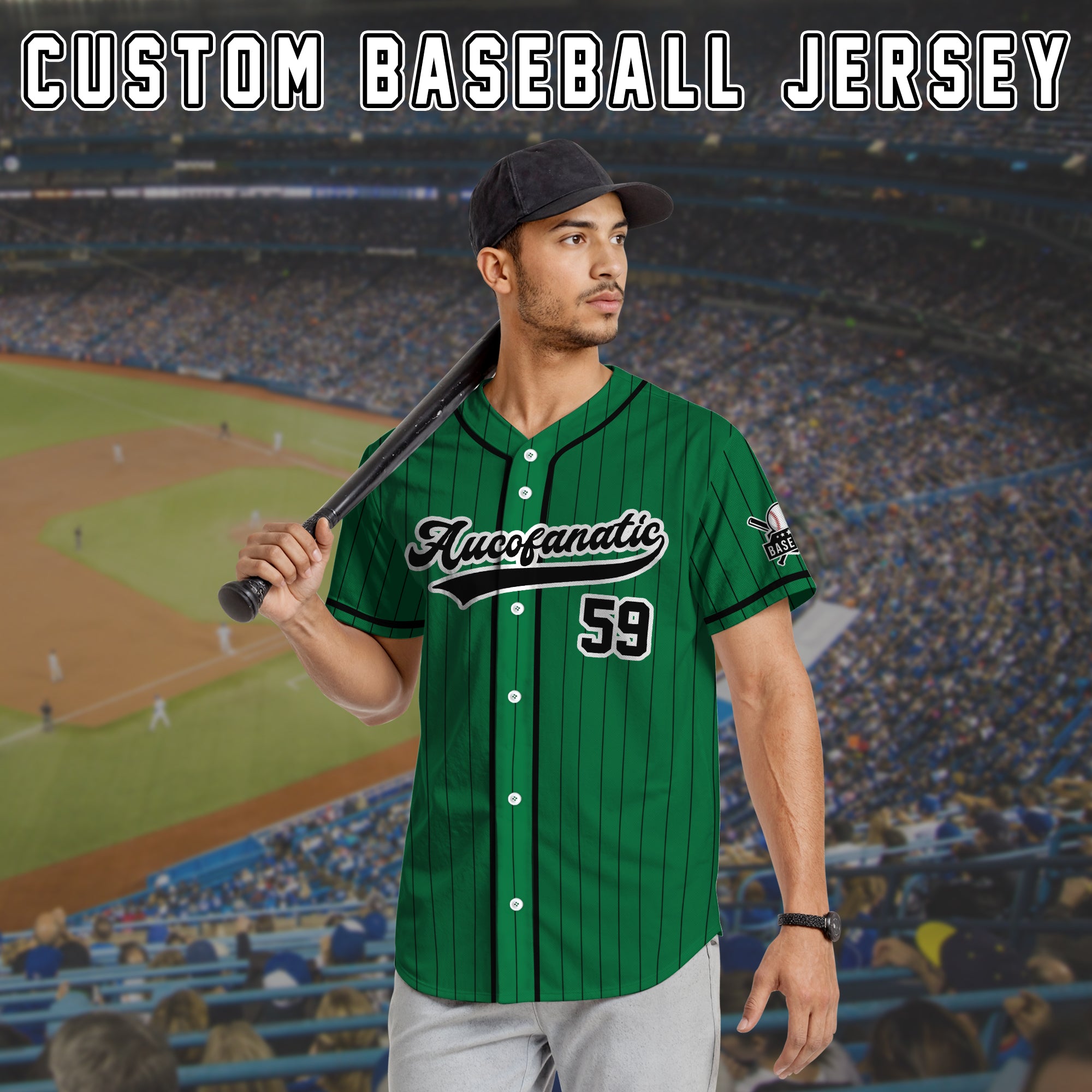 Custom Green and Black Pinstripe Baseball Jersey, Custom Baseball Jersey for Men Women Youth Kid