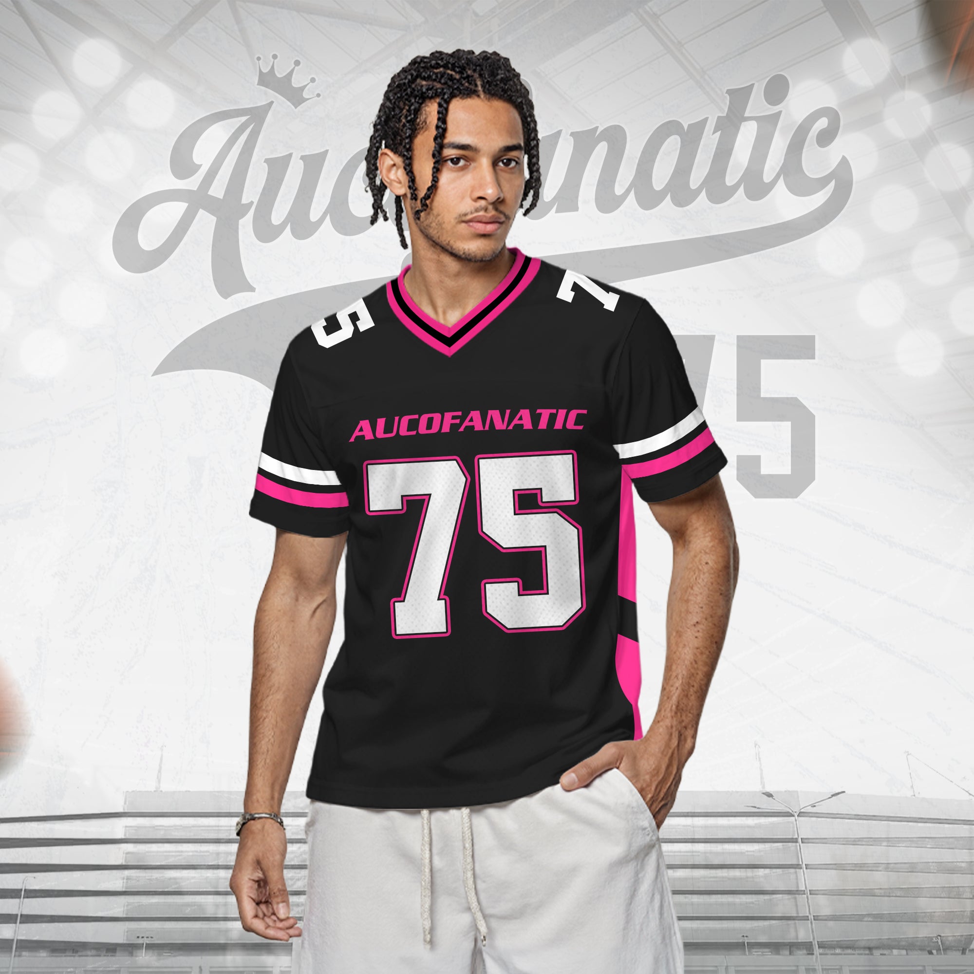 Custom Black Pink Football Jersey, Personalized Name Number Logo Football Jerseys for Men Women Youth