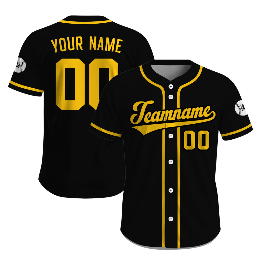 Custom Black Yellow Classic Baseball Jersey