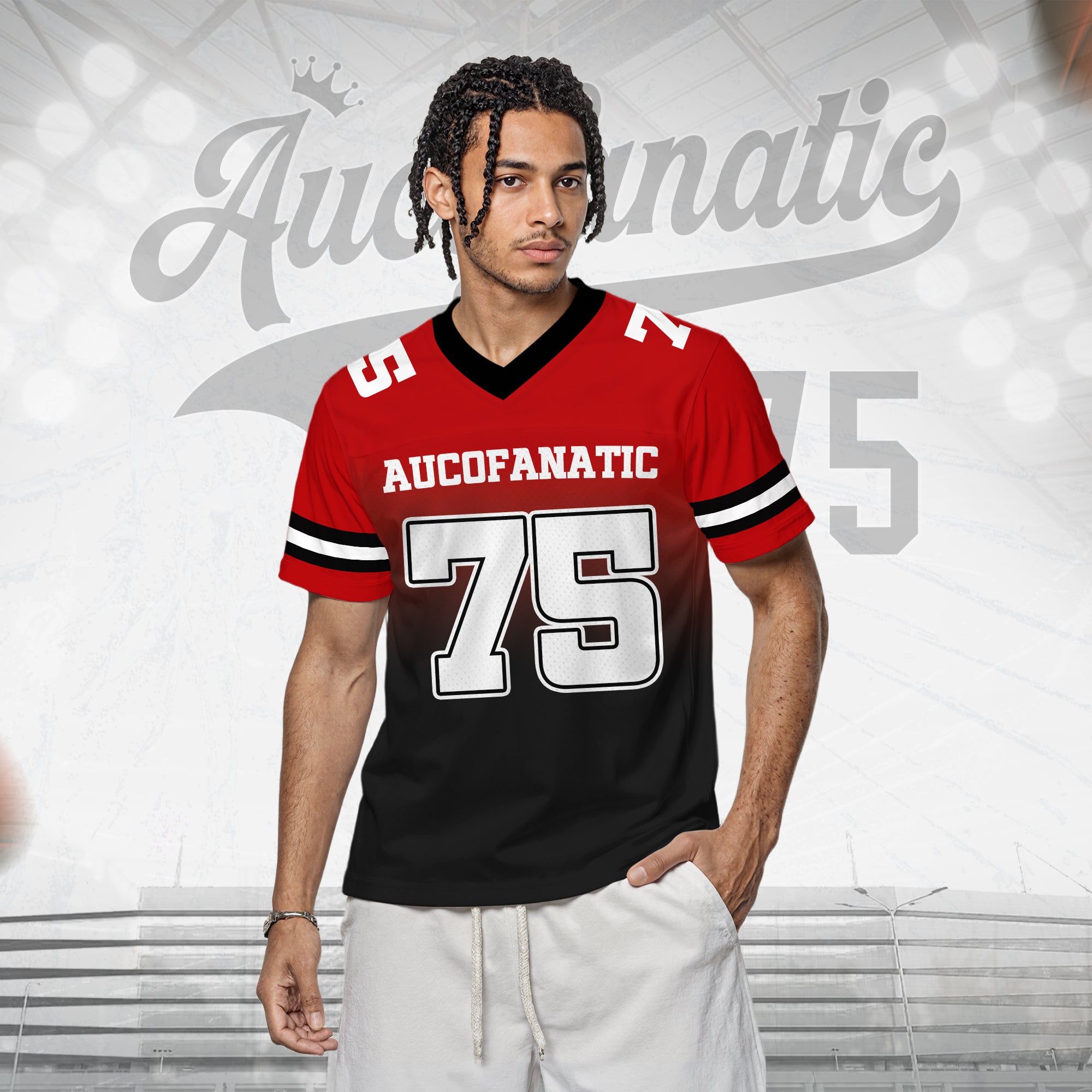 Custom Red Black Gradient Football Jersey, Personalized Team Name Number Football Jersey for Men Women Youth