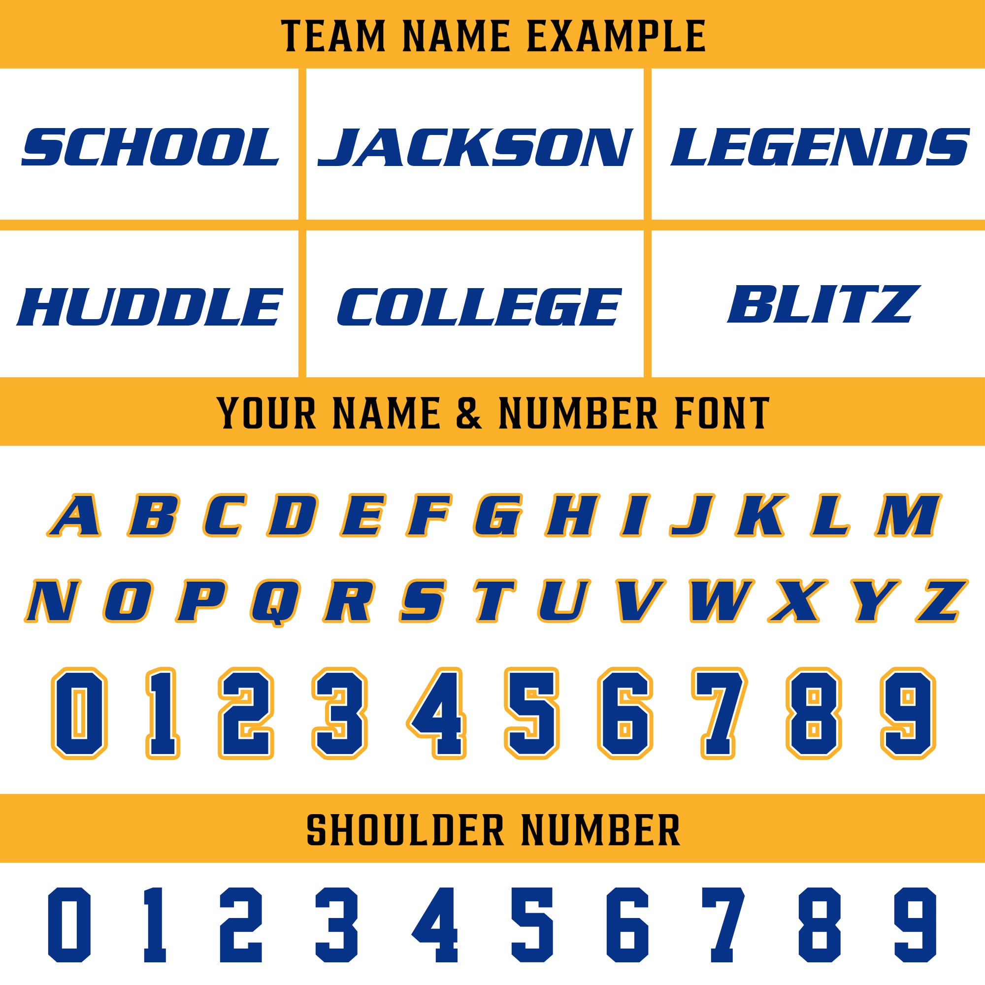 Custom White Blue Gold Football Jersey, Personalized Team Name & Number Football Jersey for Men Women Youth