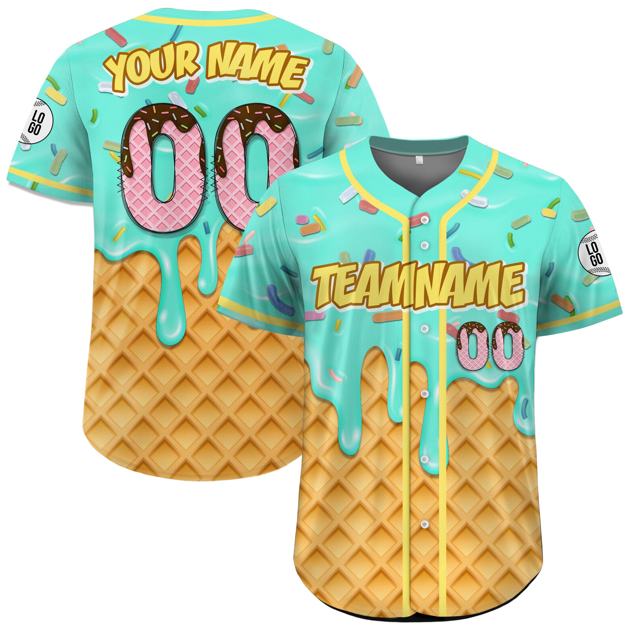 Custom Aqua Chocolate Drip Baseball Jersey