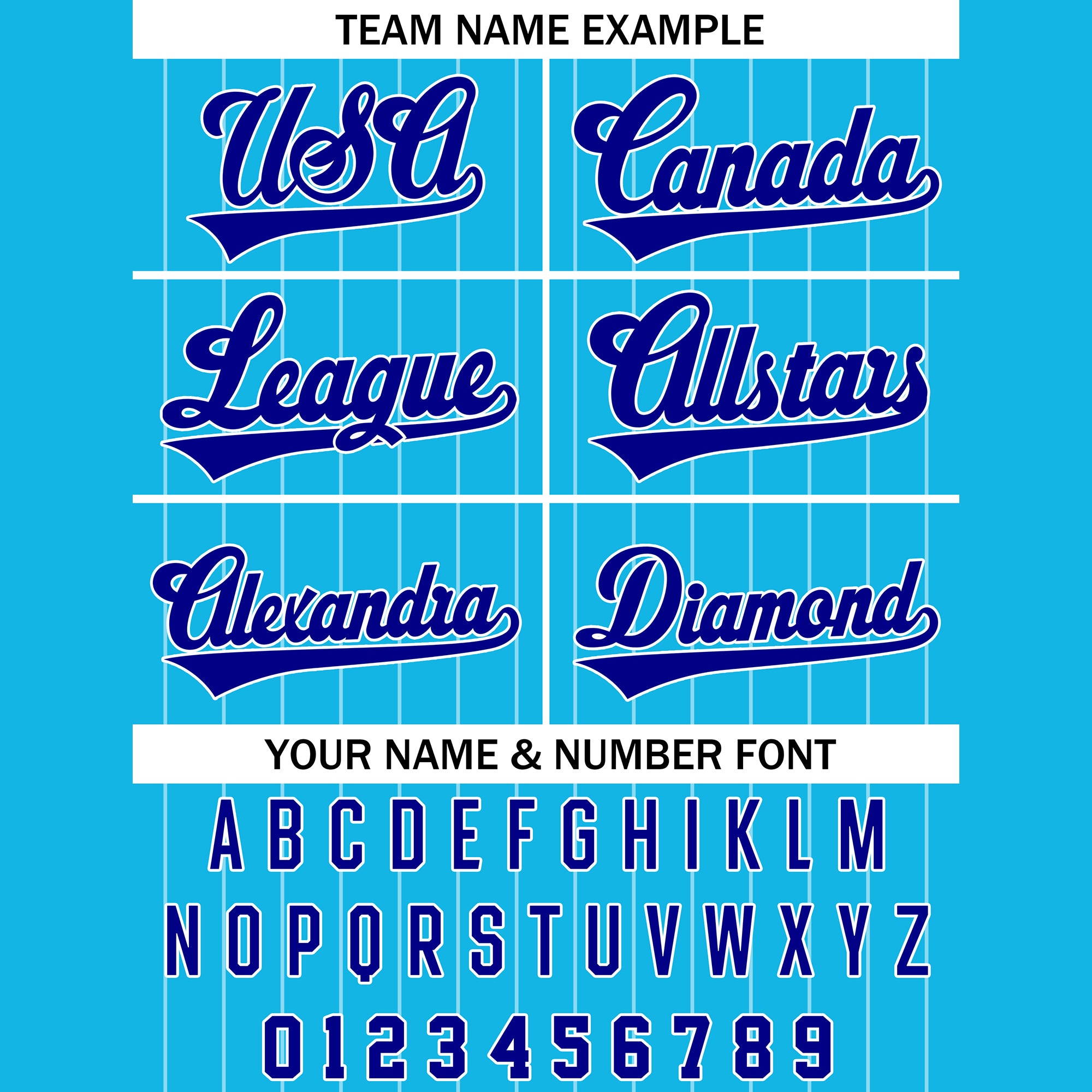 Custom Athletic Baseball Jersey, Blue and White Pinstripe Baseball Shirt for All Ages and Sizes
