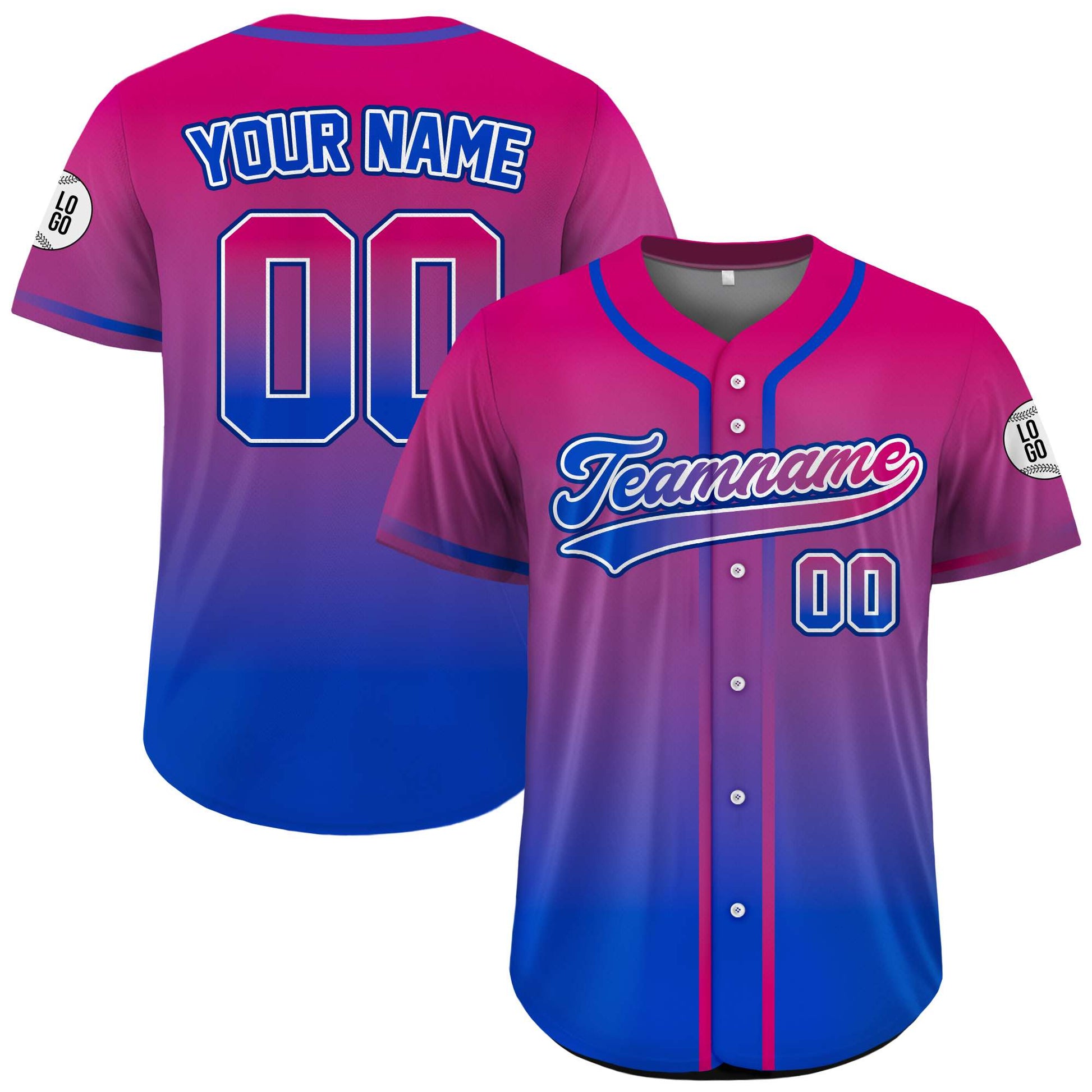 Custom Bisexual Pride Gradient Baseball Jersey