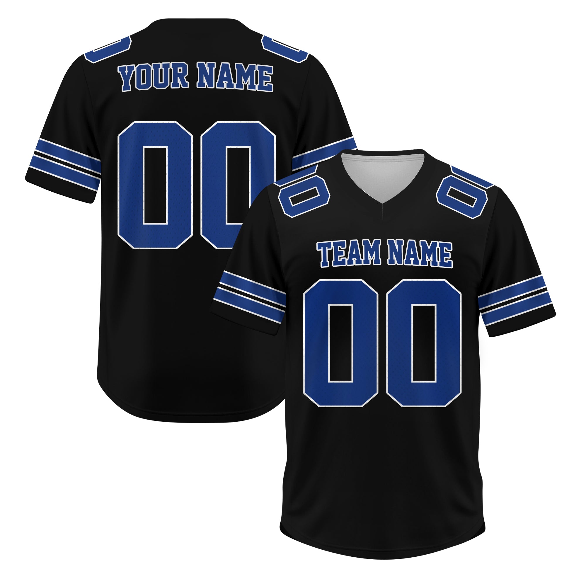 Custom Black Blue Football Jersey, Game Day Outfit For American Football Fan