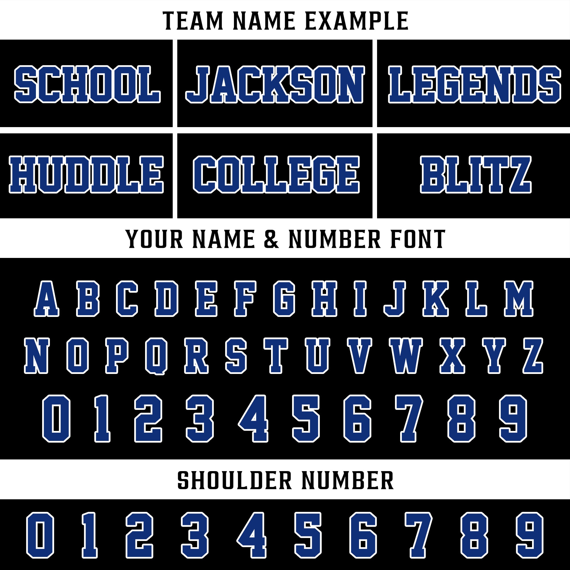 Custom Black Blue Football Jersey, Game Day Outfit For American Football Fan
