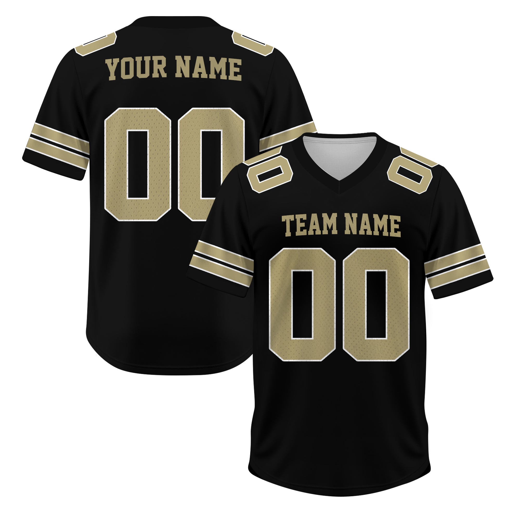 Custom Black Gold Football Jersey, Gift For Fan Football Team Shirt