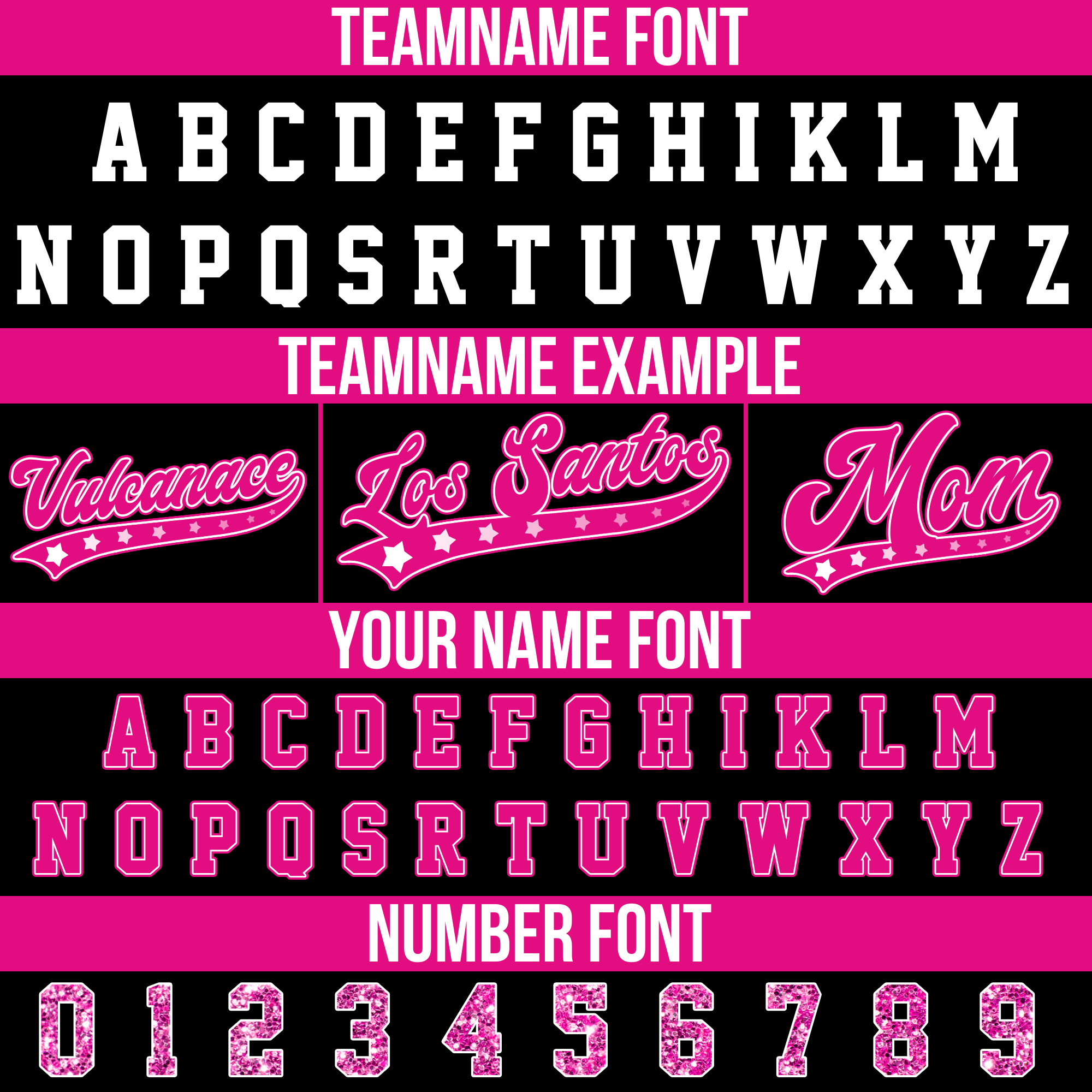 Custom Black Hot Pink Glitter Cheer Baseball Jersey, Glitter Jersey Top in Women’s Sizes S-4XL