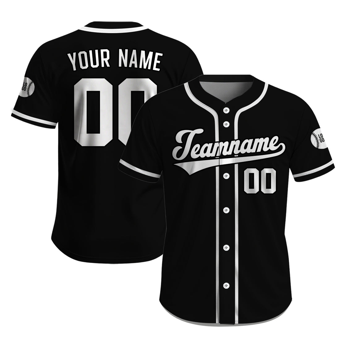 Custom Black Monochrome Classic Baseball Jersey