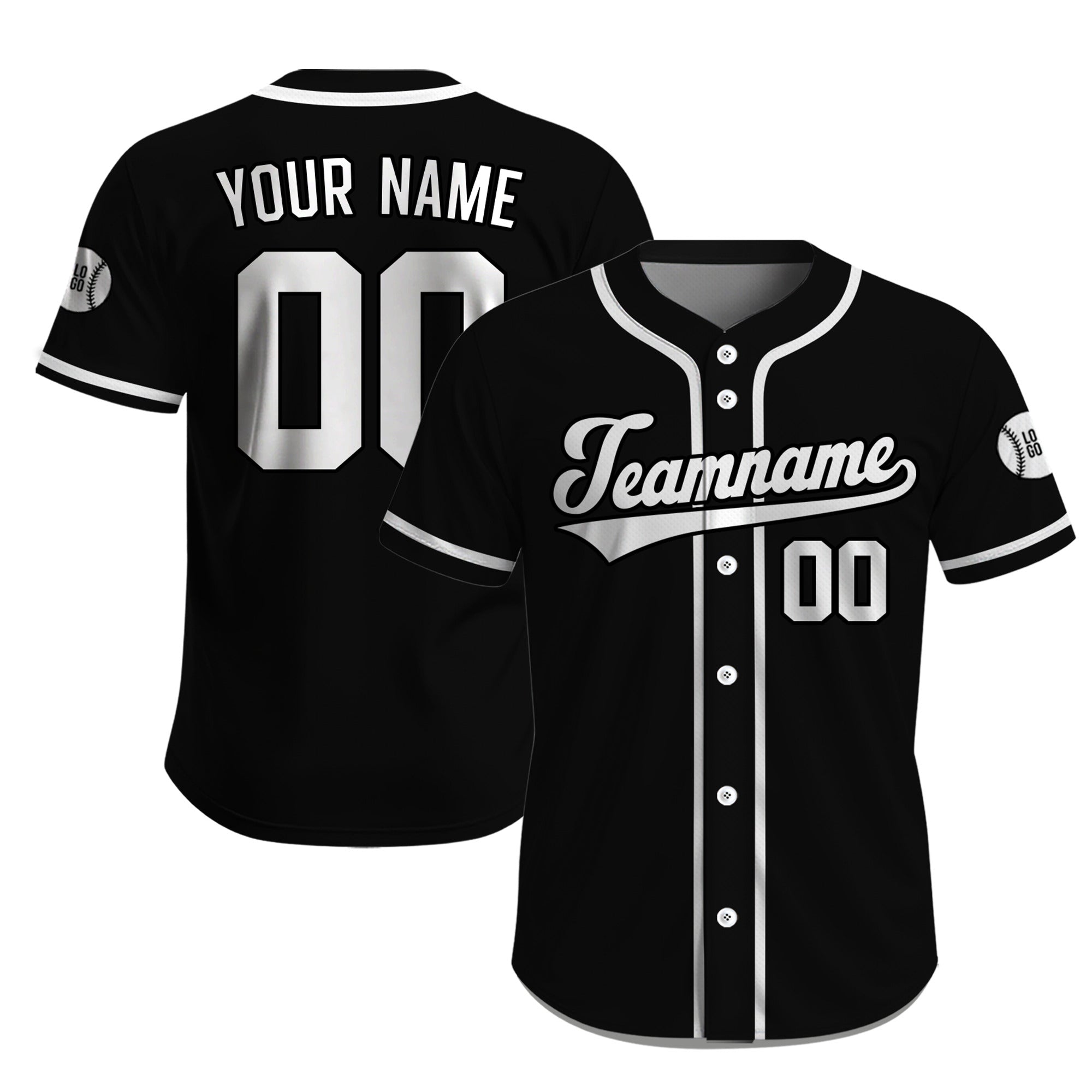 Custom Black Monochrome Classic Baseball Jersey