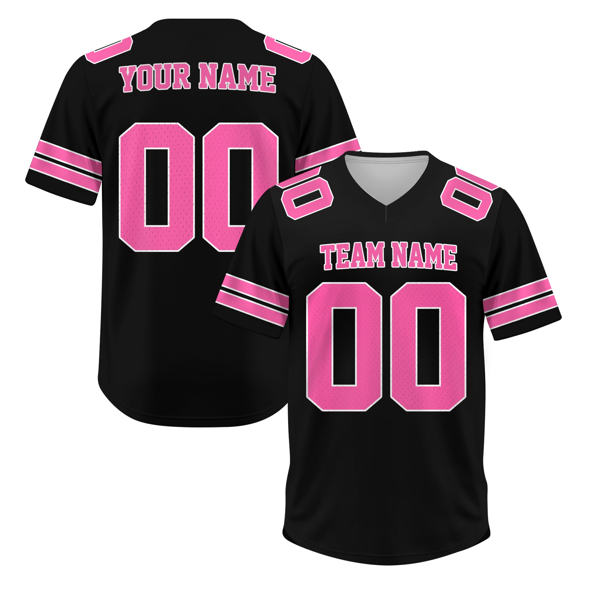 Custom Black Pink Football Jersey, Game Day Outfit For American Football Fan