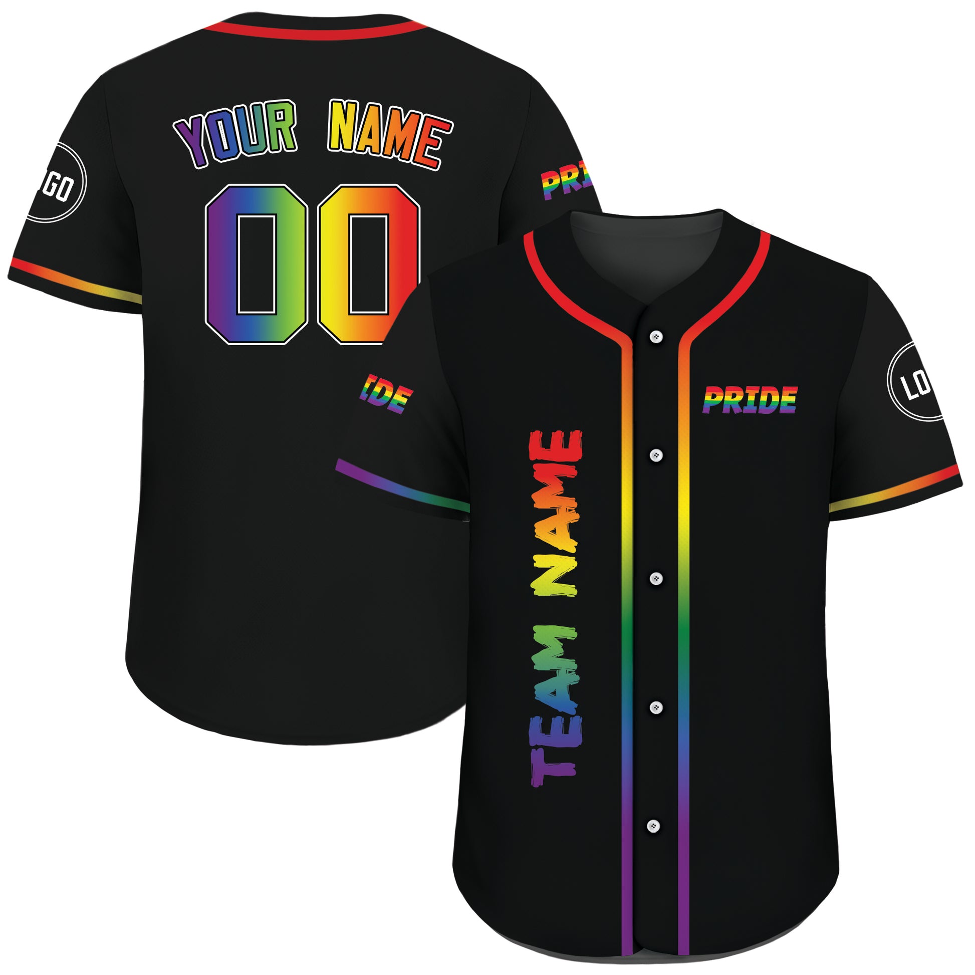 Custom Black Pride Rainbow Lettering Jersey
