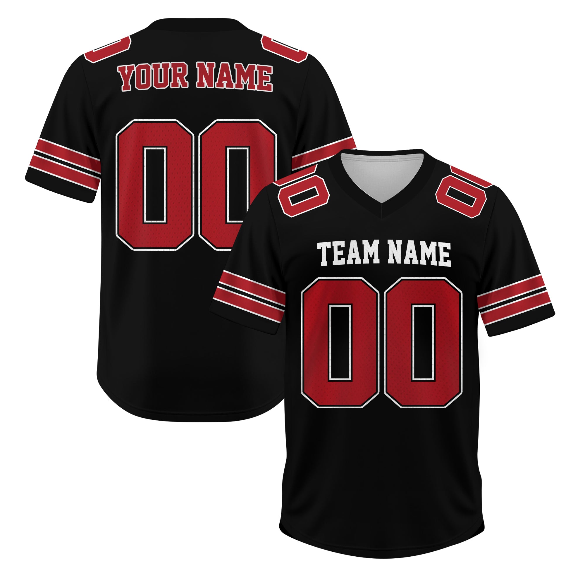 Custom Black and Red Football Jersey, Personalized Football Jersey Shirt For Adult Kid