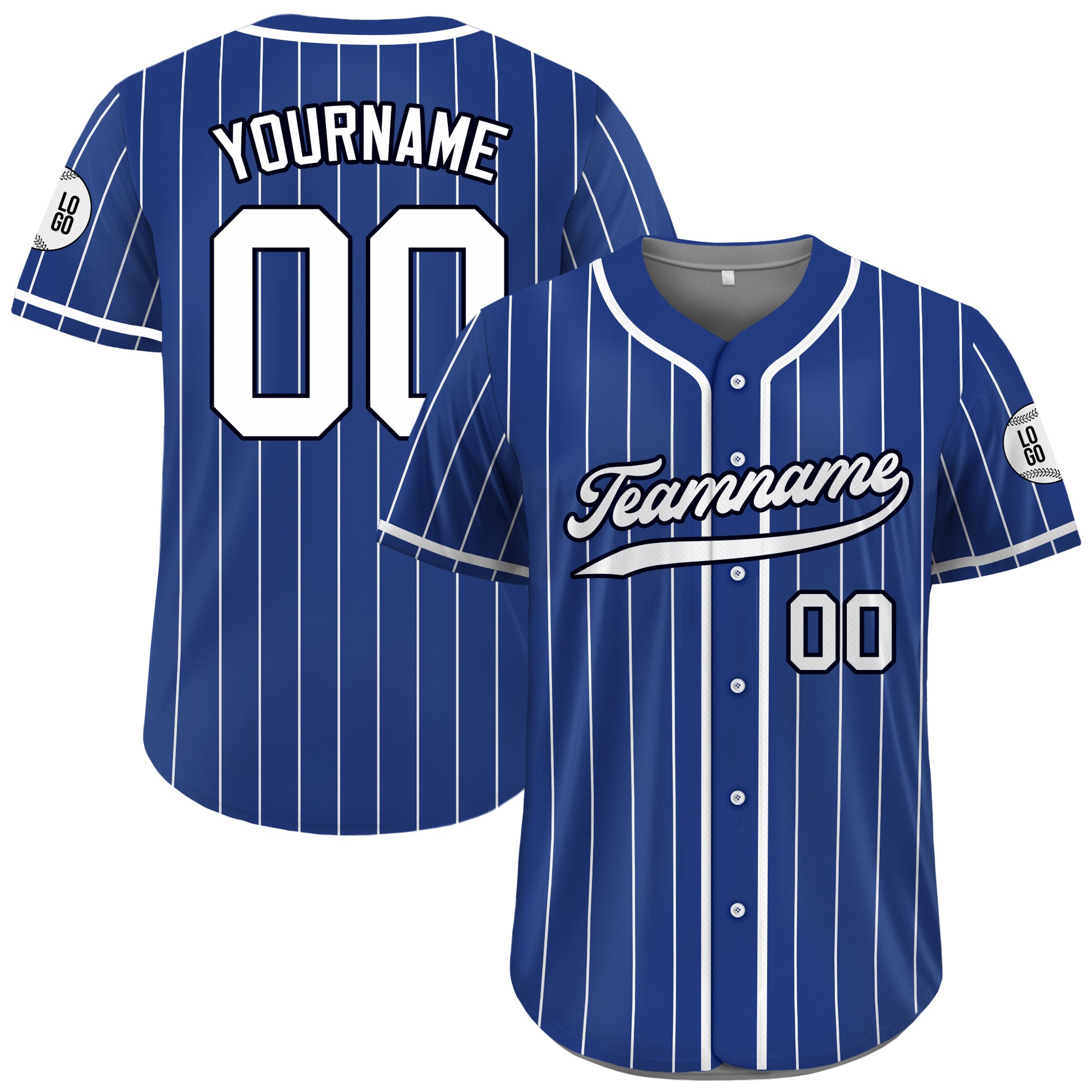 Custom Blue White Pinstripe Baseball Jersey