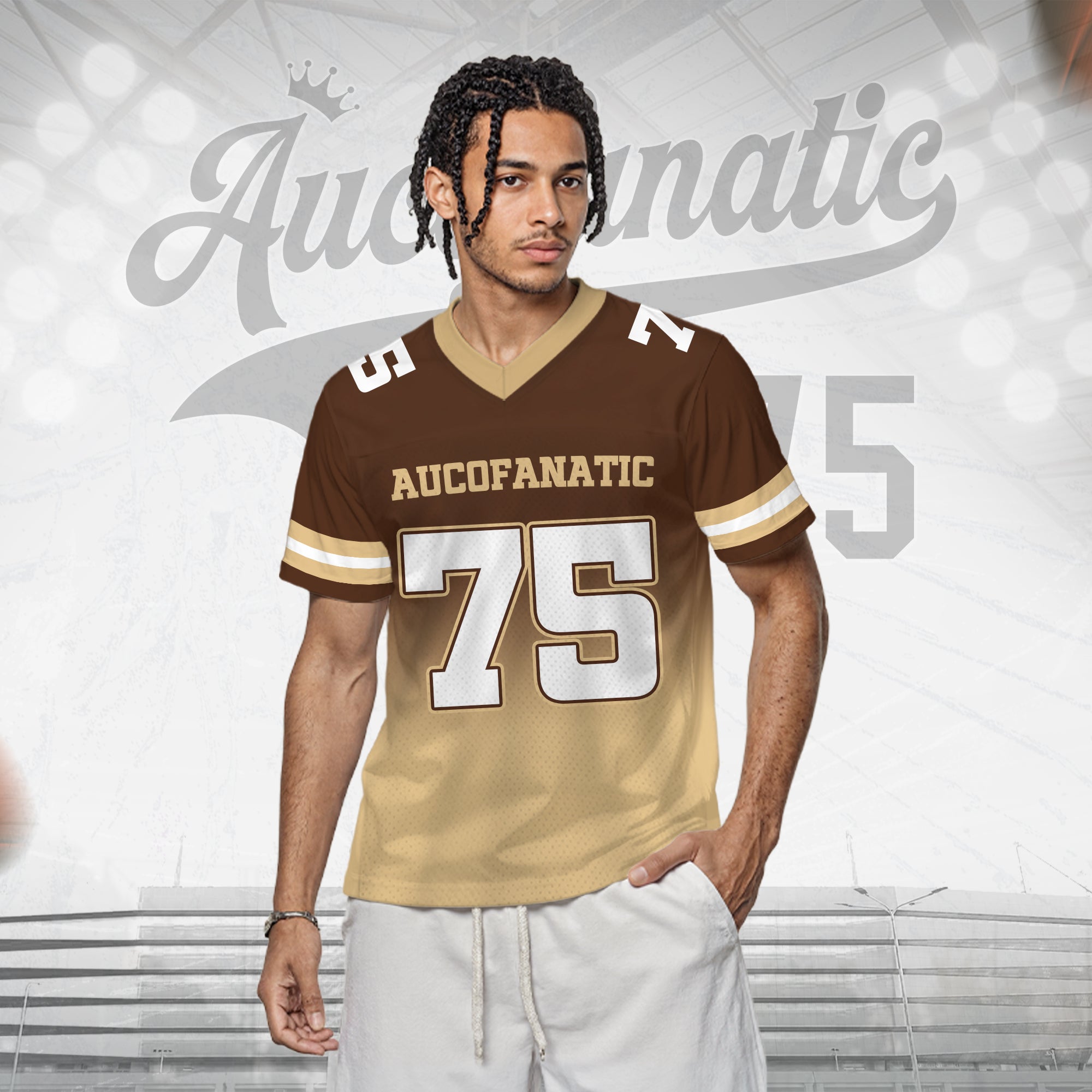 Custom Brown Gold Football Jersey, Personalized Team Name Number Football Jersey for Men Women Youth