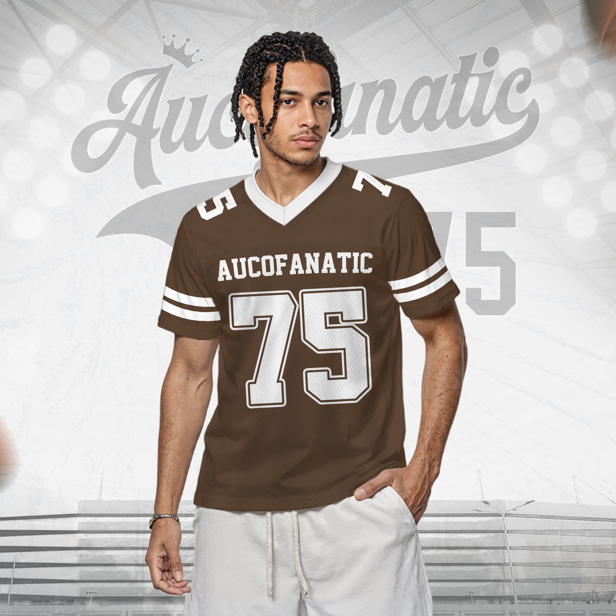 Custom Brown White Football Jersey, Custom Football Uniform For Men & Women