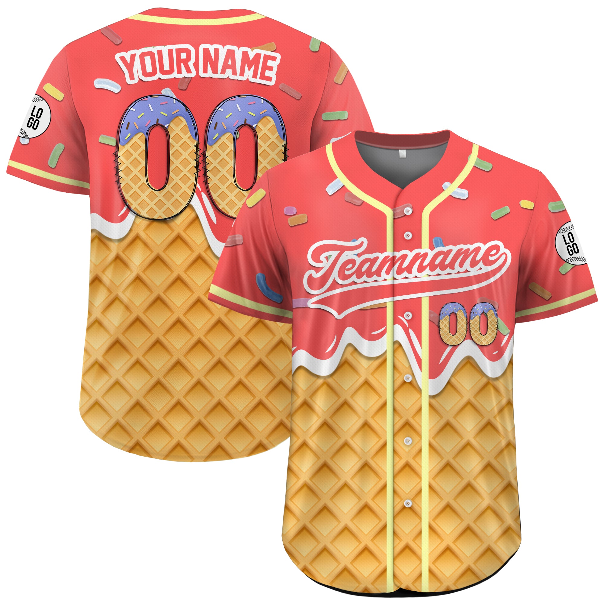 Custom Cherry Drip Sprinkle Blast Baseball Jersey