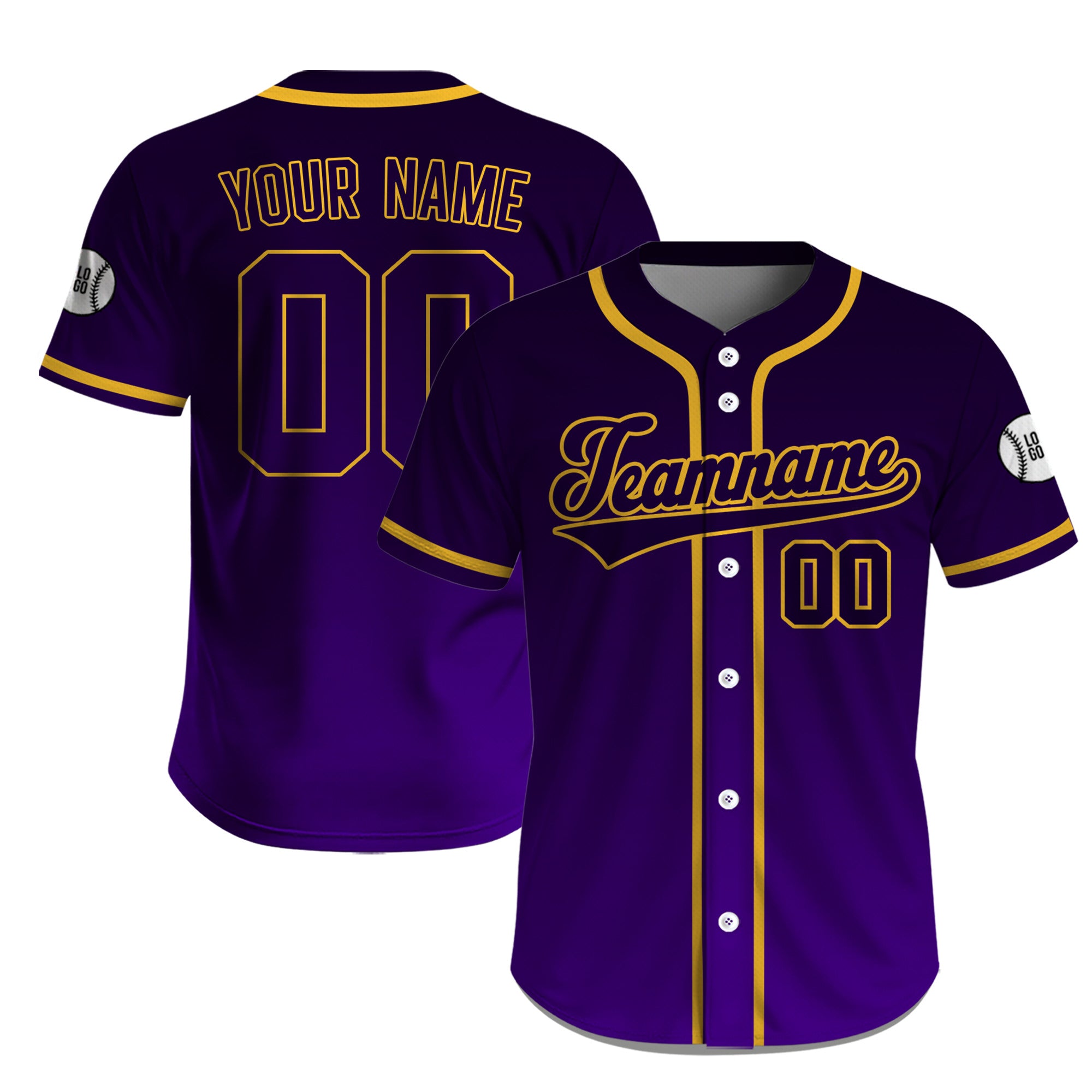 Custom Classic Deep Purple Gold Baseball Jersey