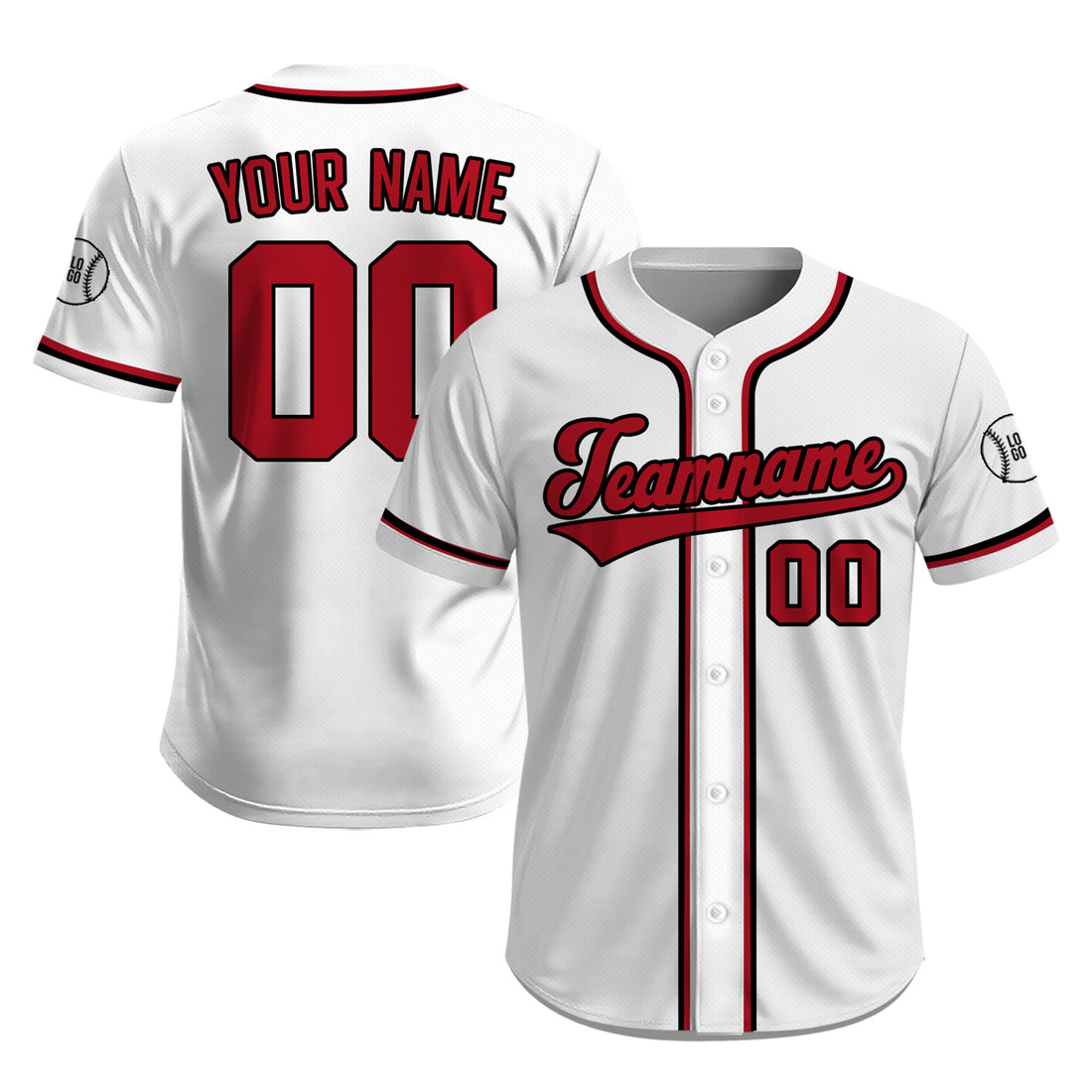 Custom Classic White with Bold Red Accents Baseball Jersey