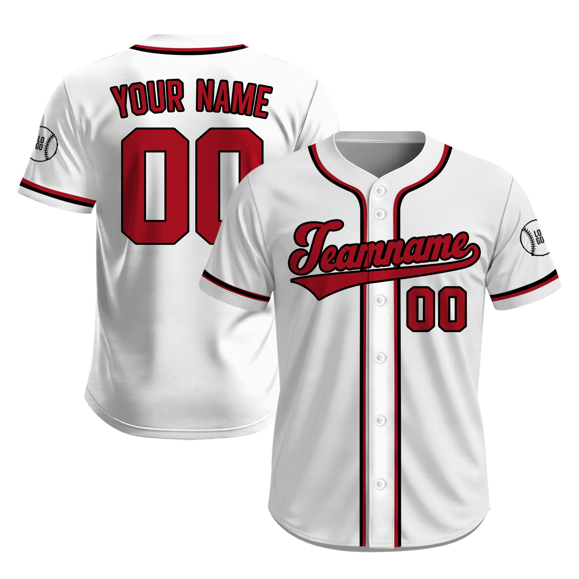 Custom Classic White with Bold Red Accents Baseball Jersey